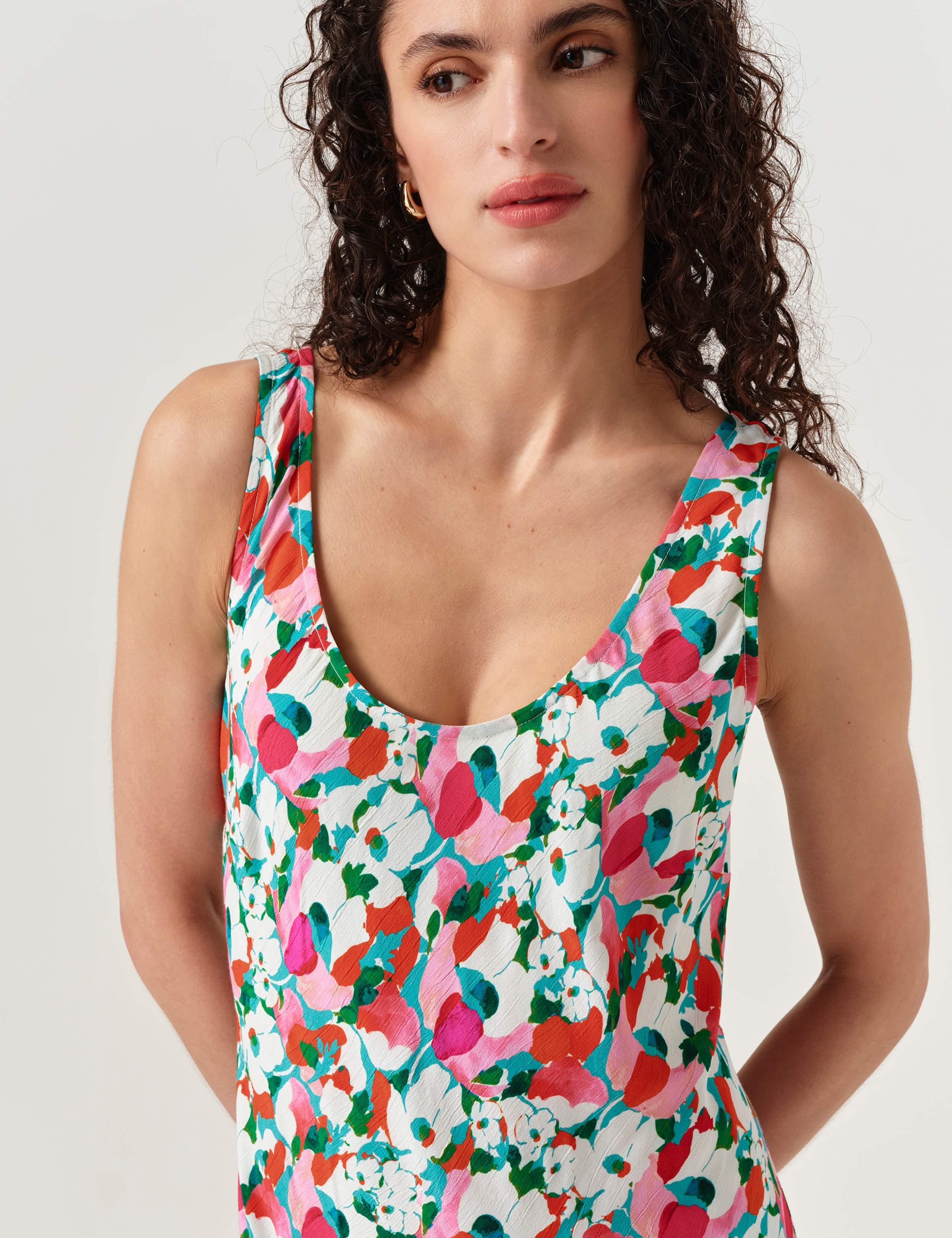 Crepe Floral Scoop Neck Midi Slip Dress 5 of 7