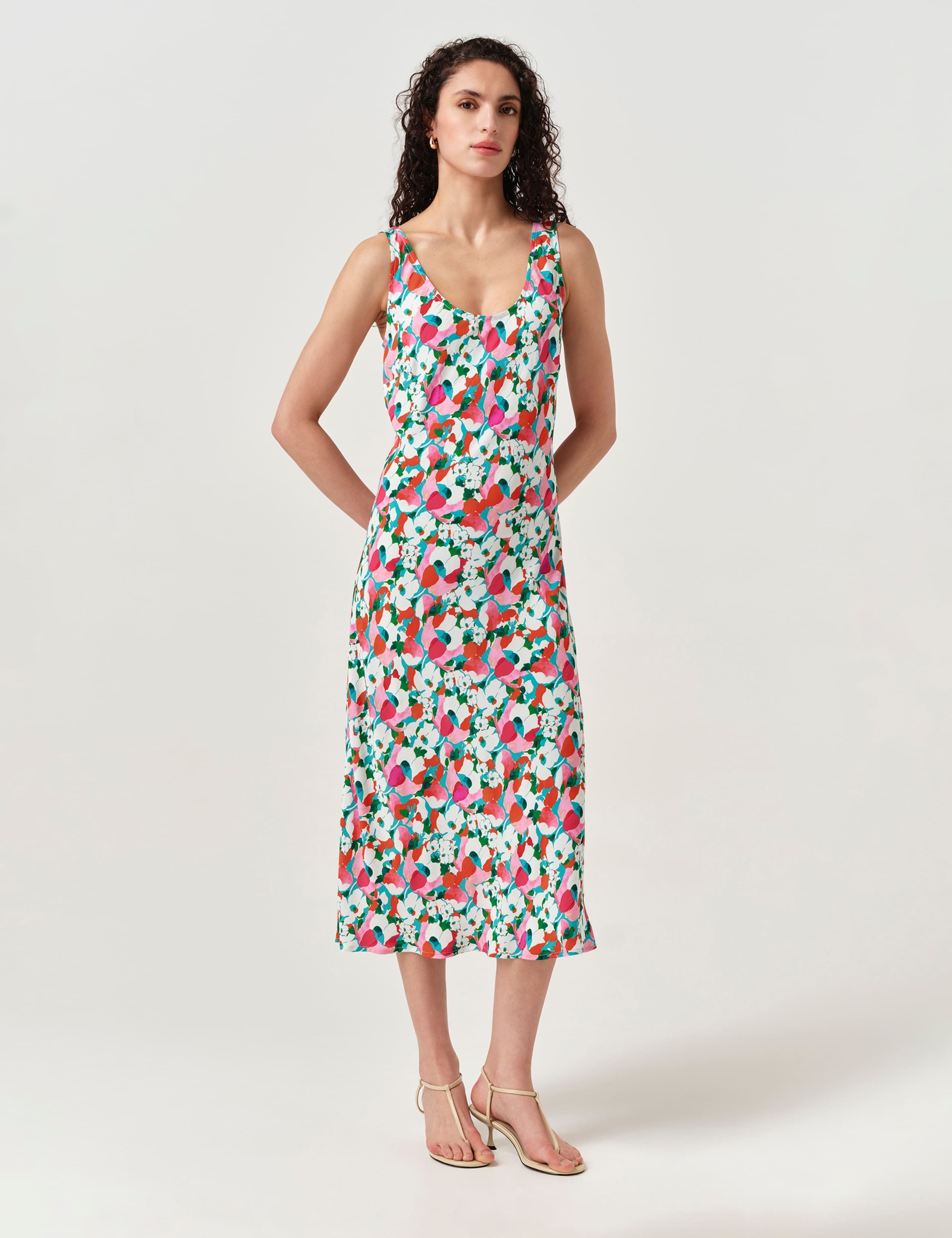 Crepe Floral Scoop Neck Midi Slip Dress 6 of 7