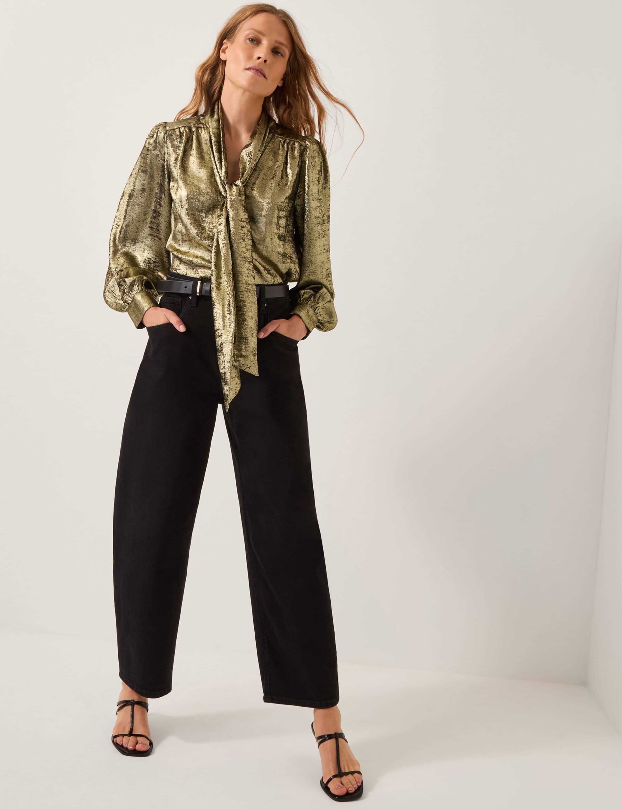 Metallic Tie Neck Blouse 4 of 4