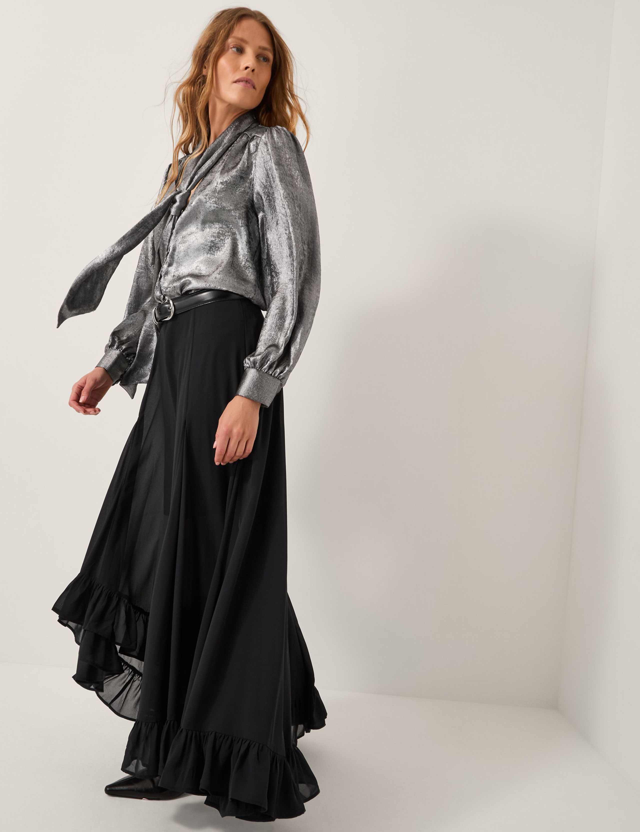 Metallic Tie Neck Blouse 4 of 4