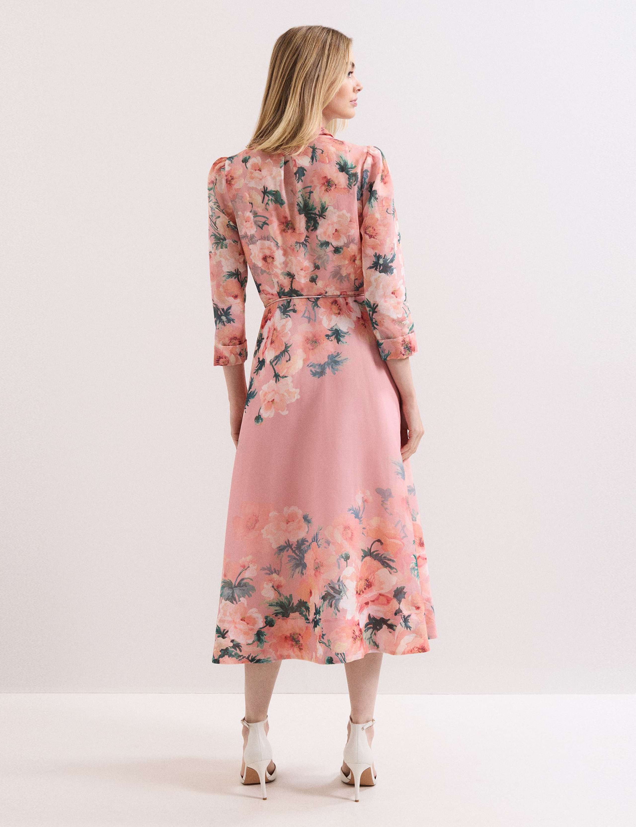 Floral Tie Waist Midi Shirt Dress 4 of 7