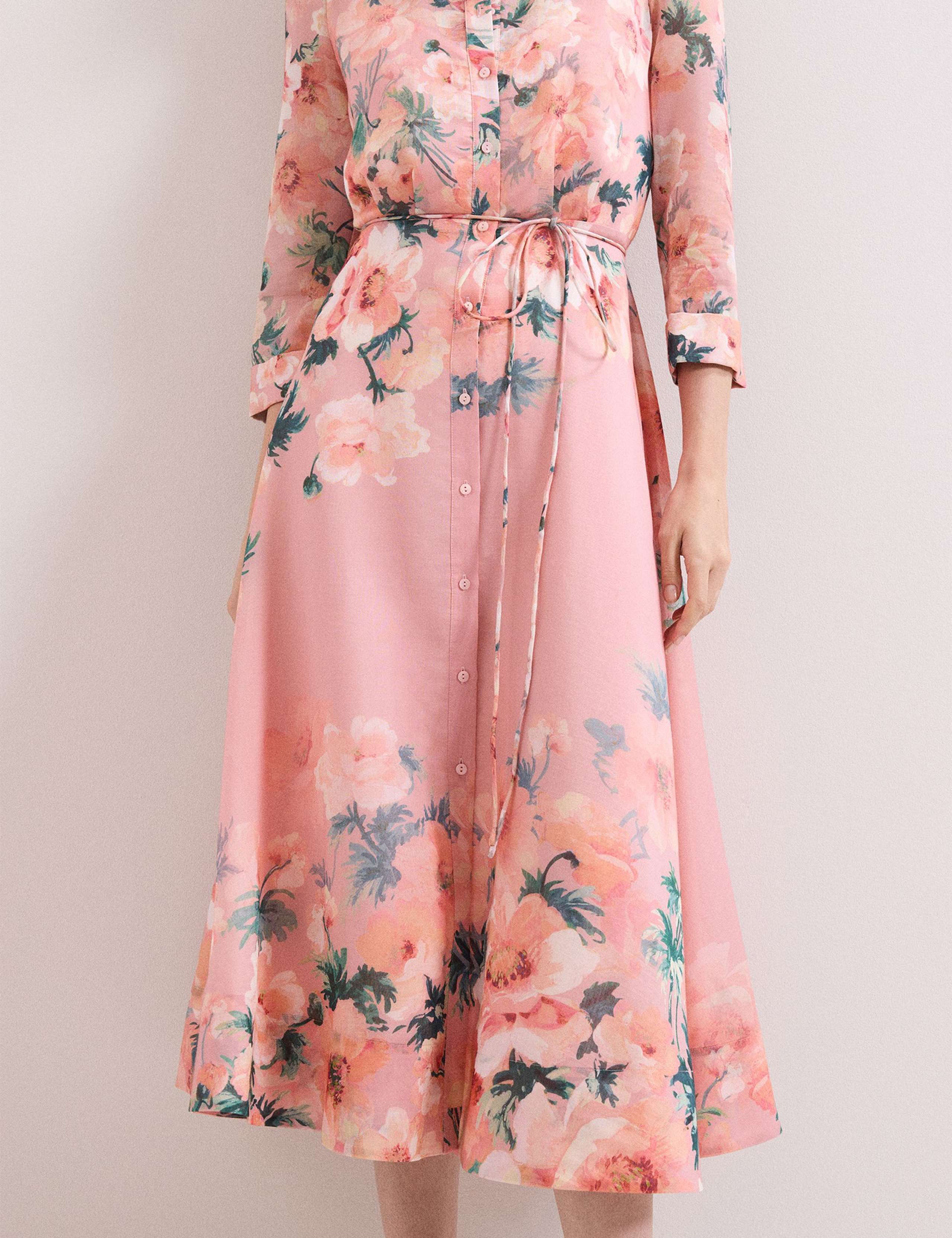 Floral Tie Waist Midi Shirt Dress 6 of 7
