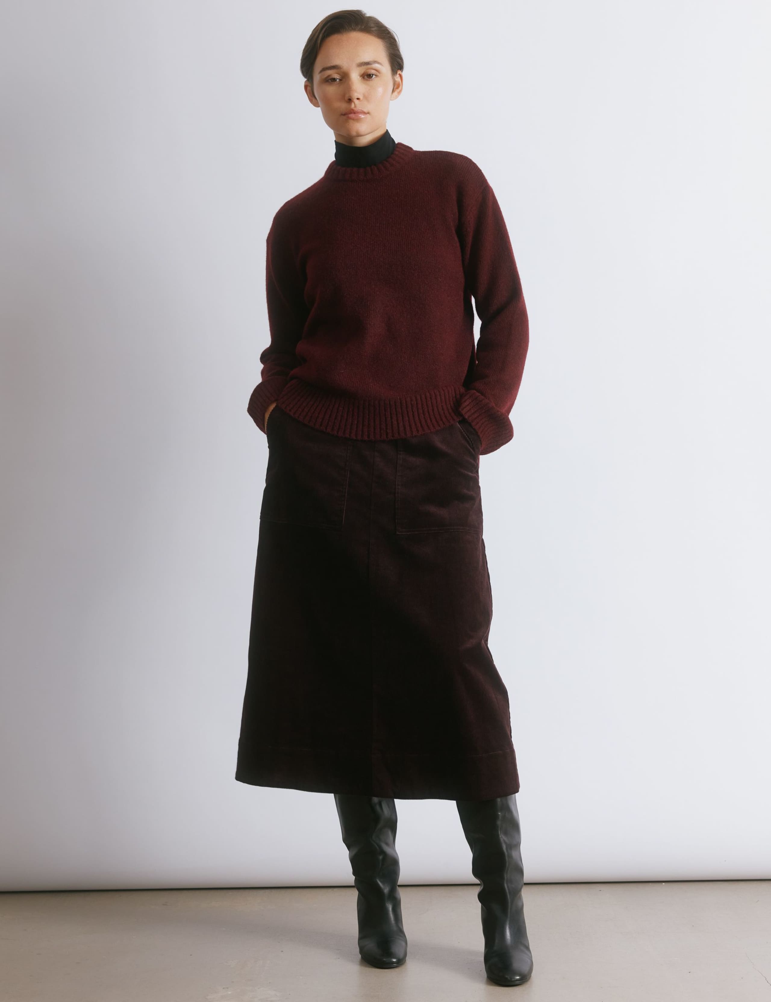 Cord Midi A-Line Skirt 3 of 6