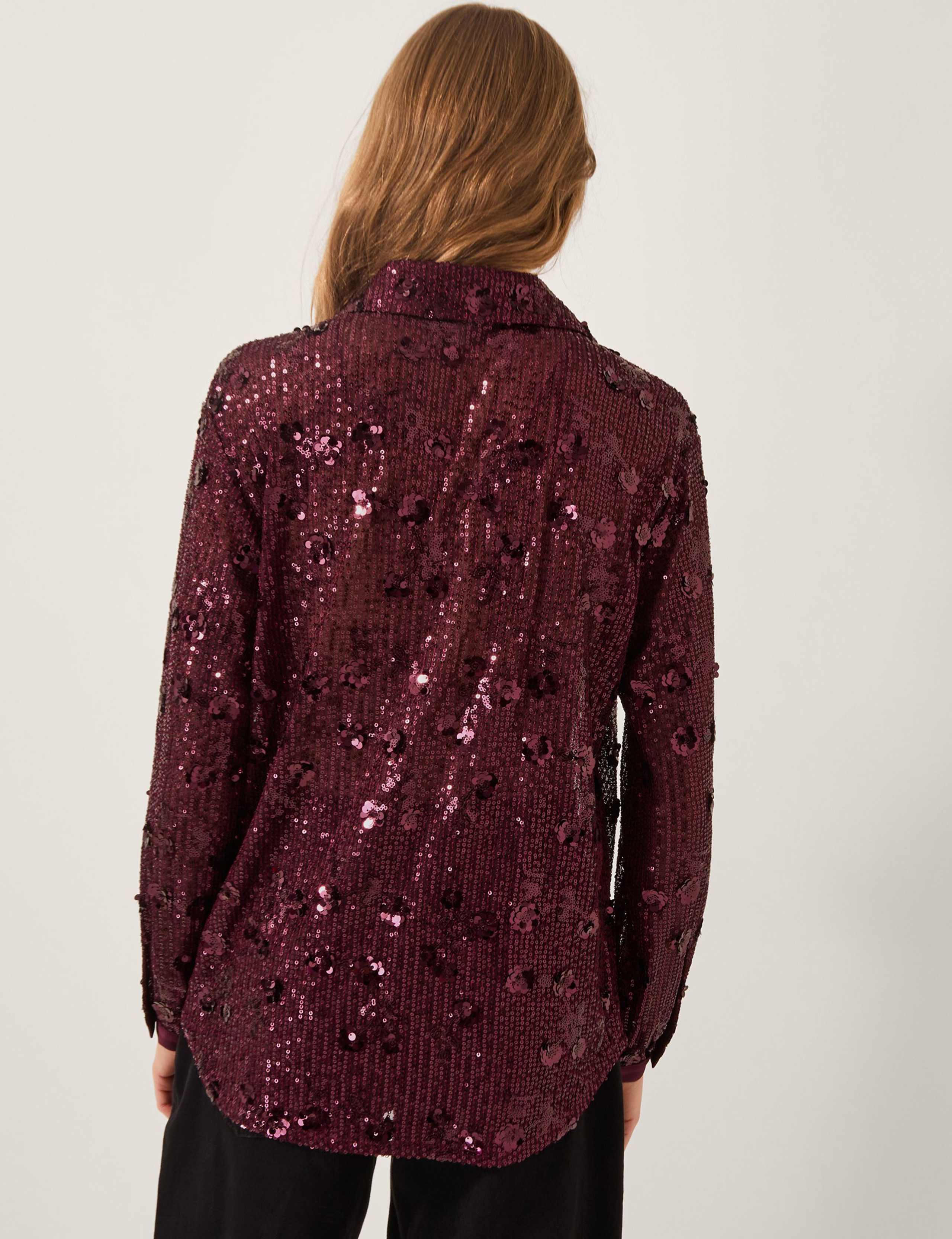 Sequin Collared V-Neck Shirt 4 of 4