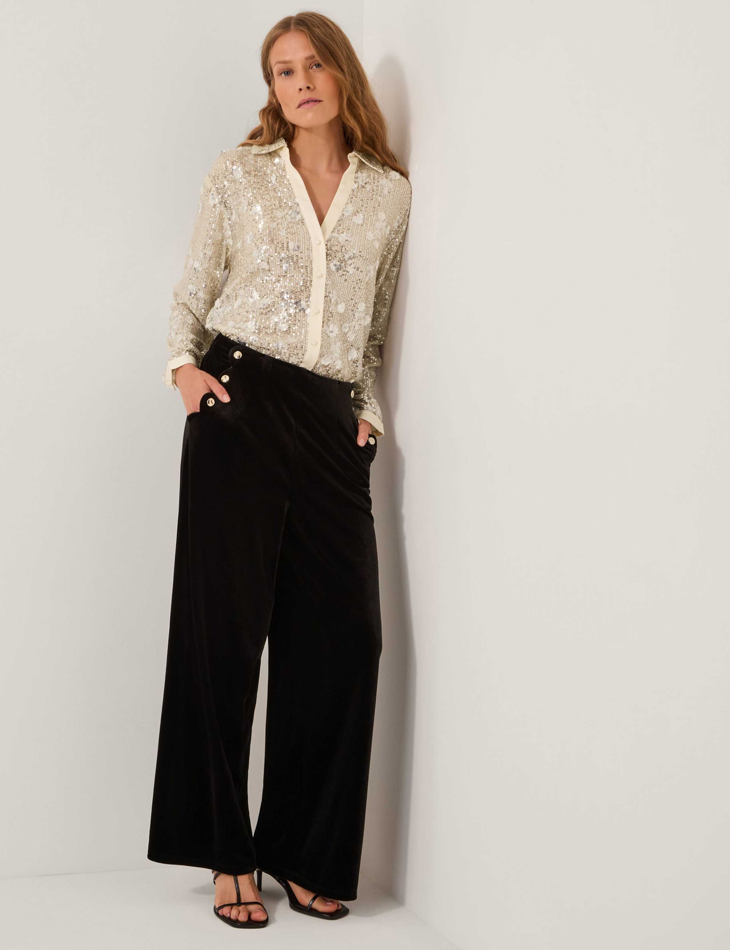 Sequin Collared V-Neck Shirt 3 of 3