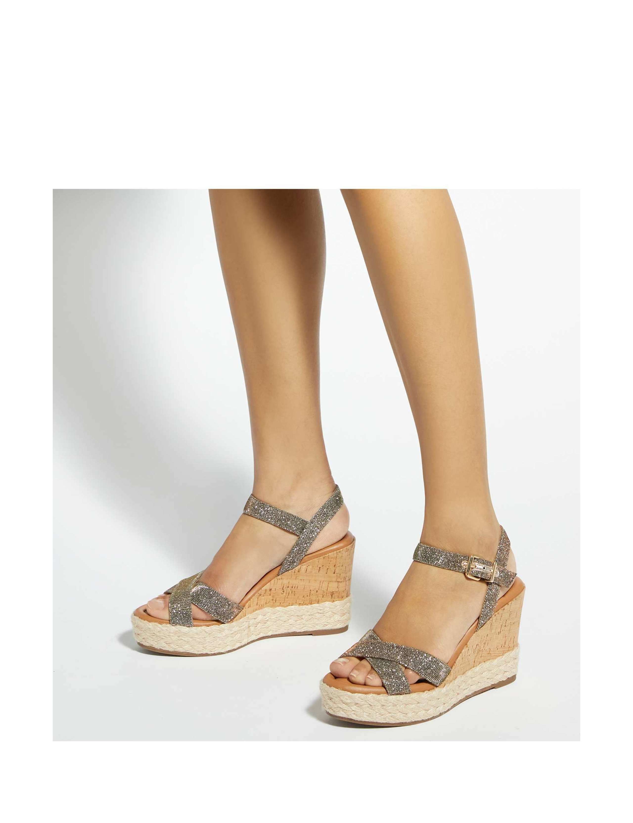 Glitter Ankle Strap Wedge Sandals 2 of 7