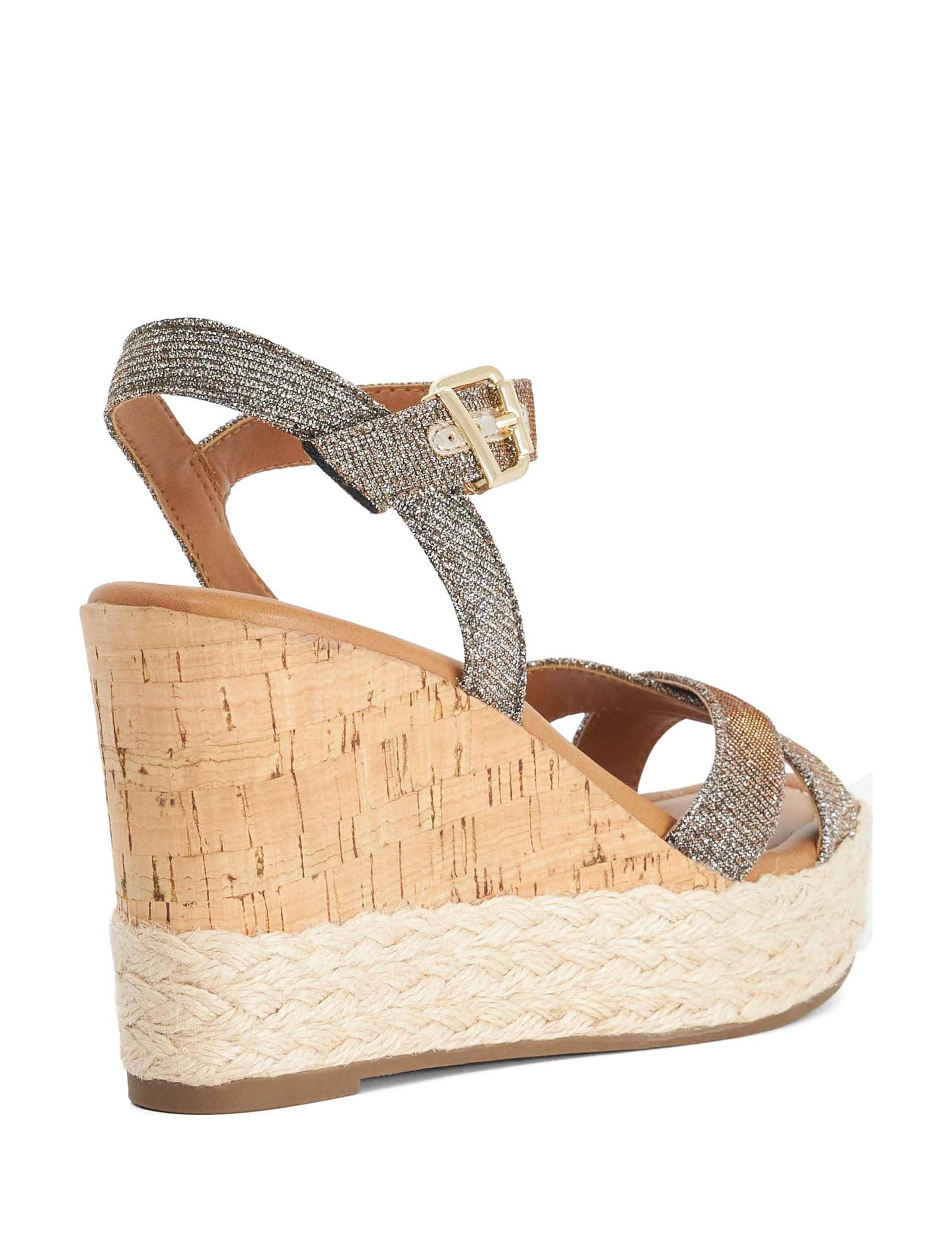 Glitter Ankle Strap Wedge Sandals 3 of 7