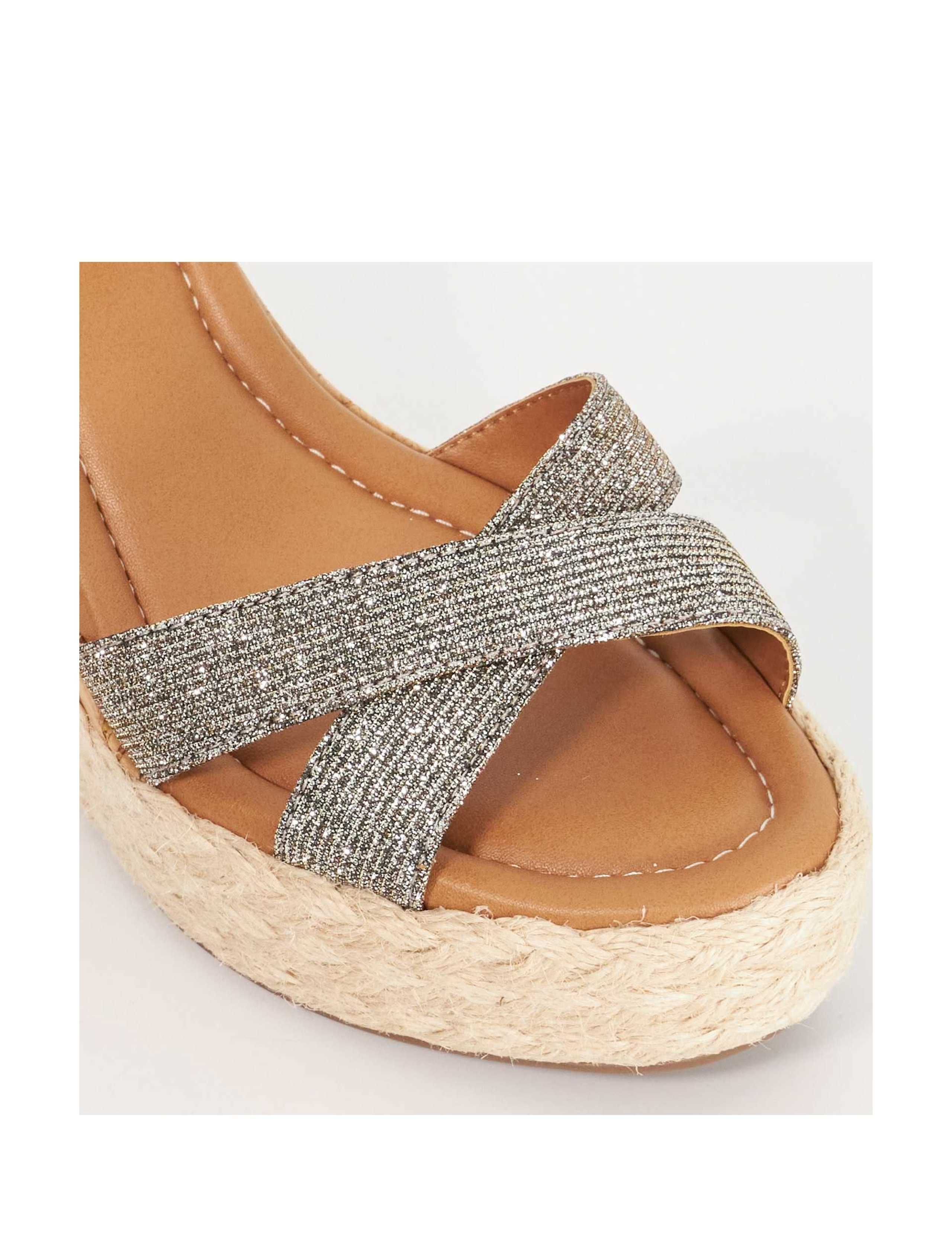 Glitter Ankle Strap Wedge Sandals 4 of 7
