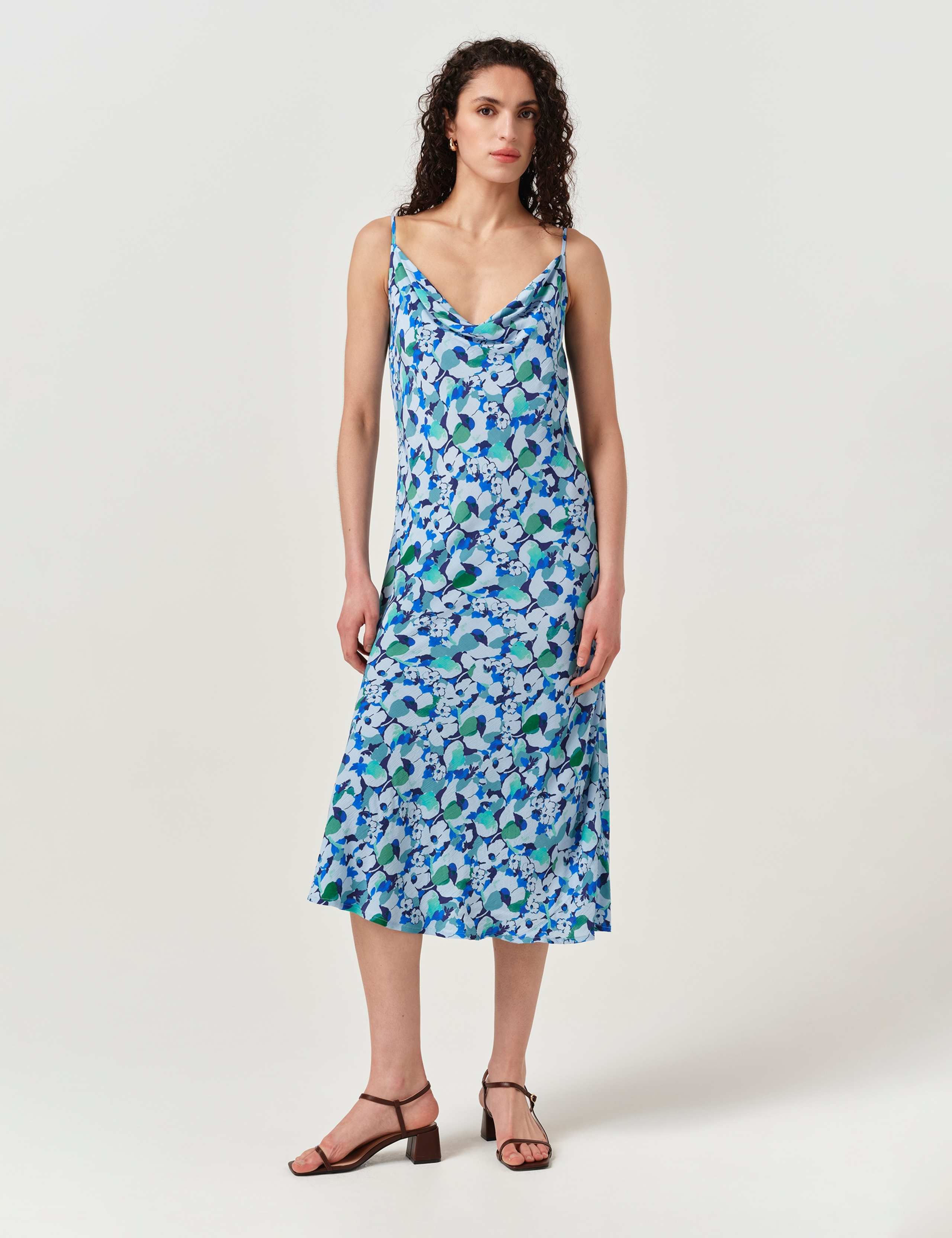 Crepe Floral Cowl Neck Midi Slip Dress 2 of 7