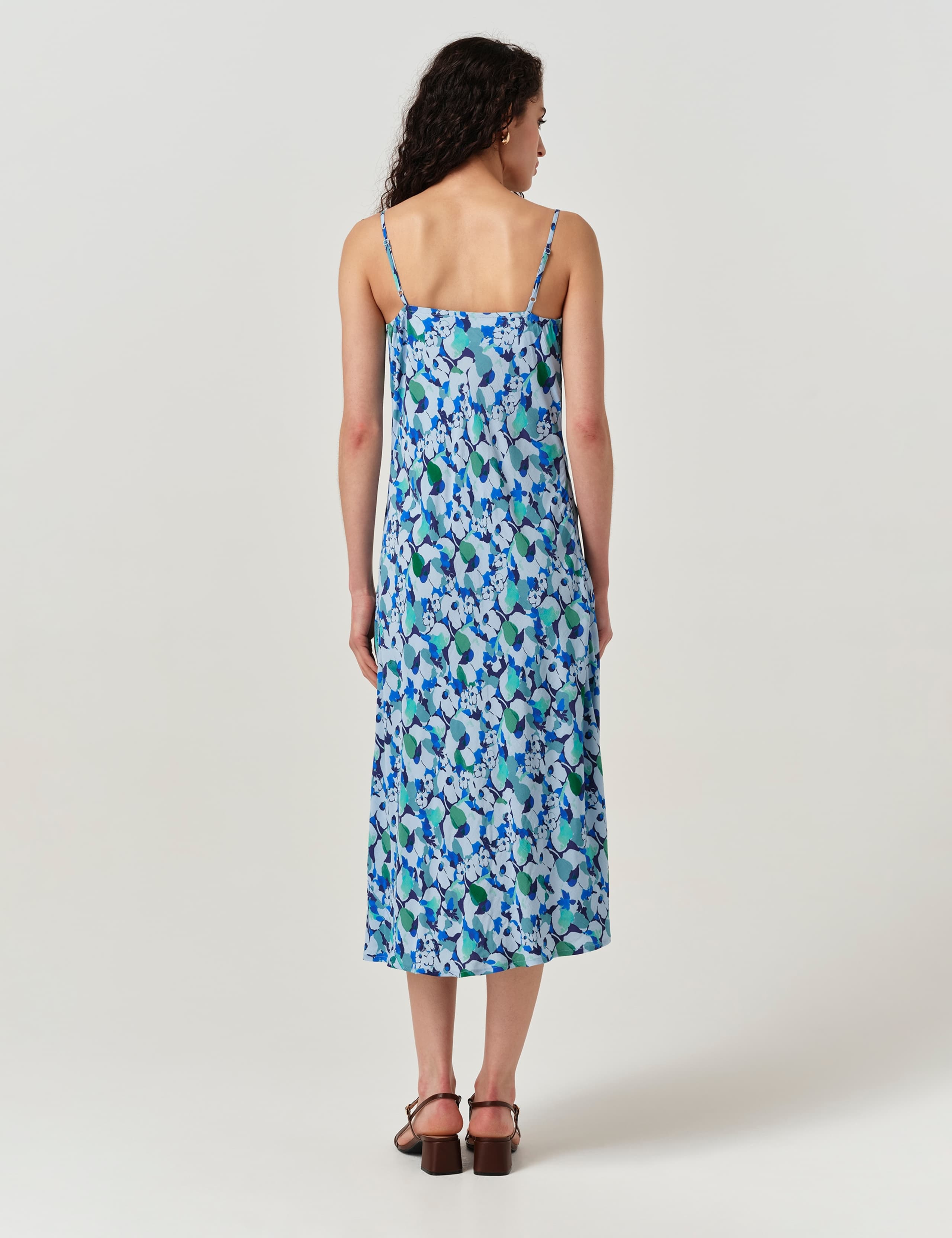 Crepe Floral Cowl Neck Midi Slip Dress 3 of 7