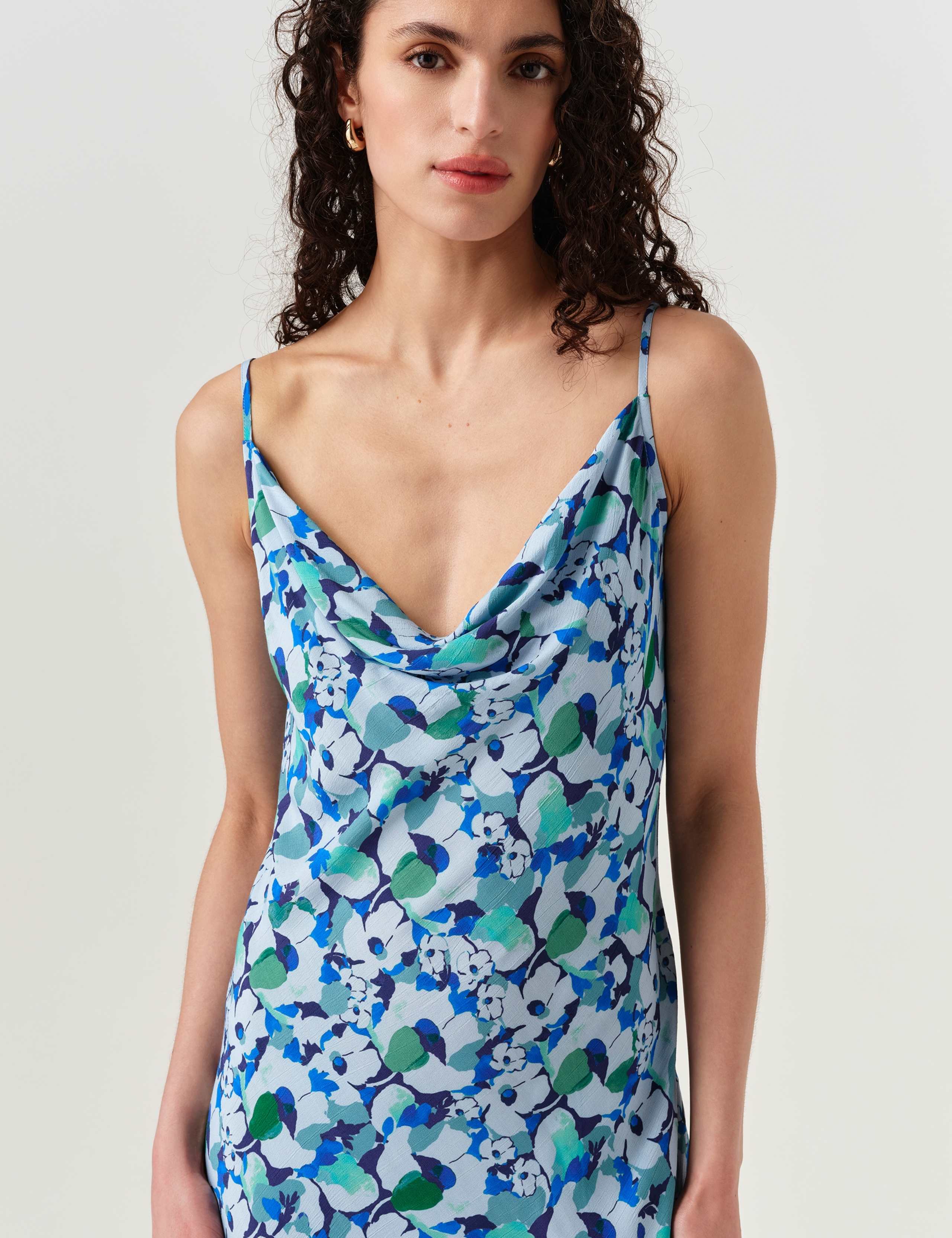 Crepe Floral Cowl Neck Midi Slip Dress 6 of 7
