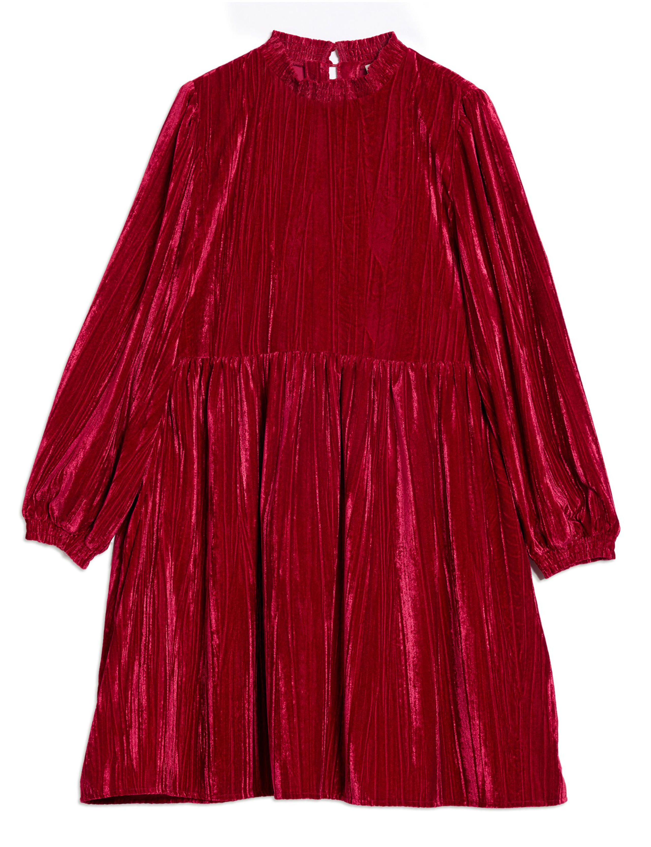 Crushed Velvet High Neck Mini Skater Dress 2 of 5