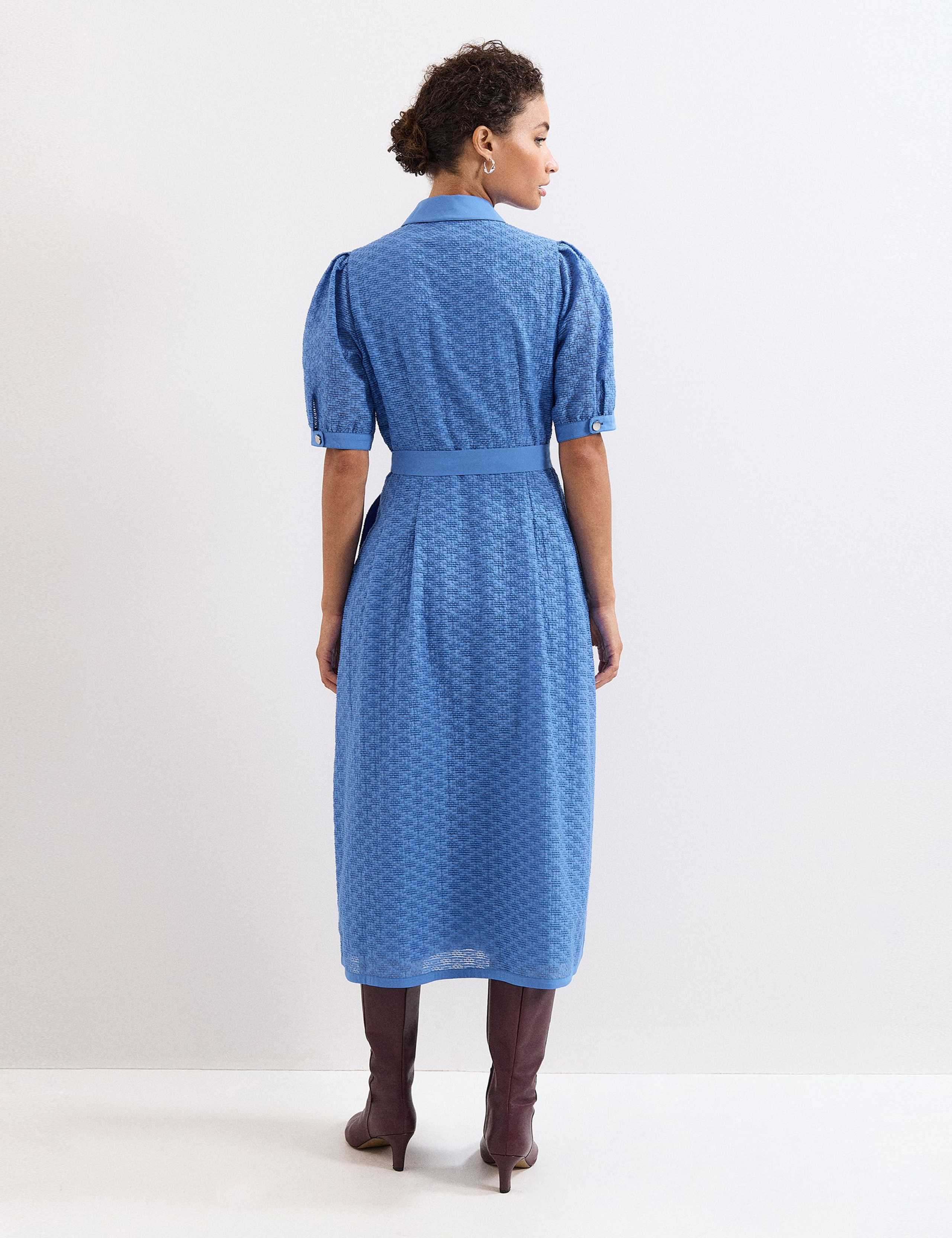 Cotton Rich Textured Midi Shirt Dress 4 of 7