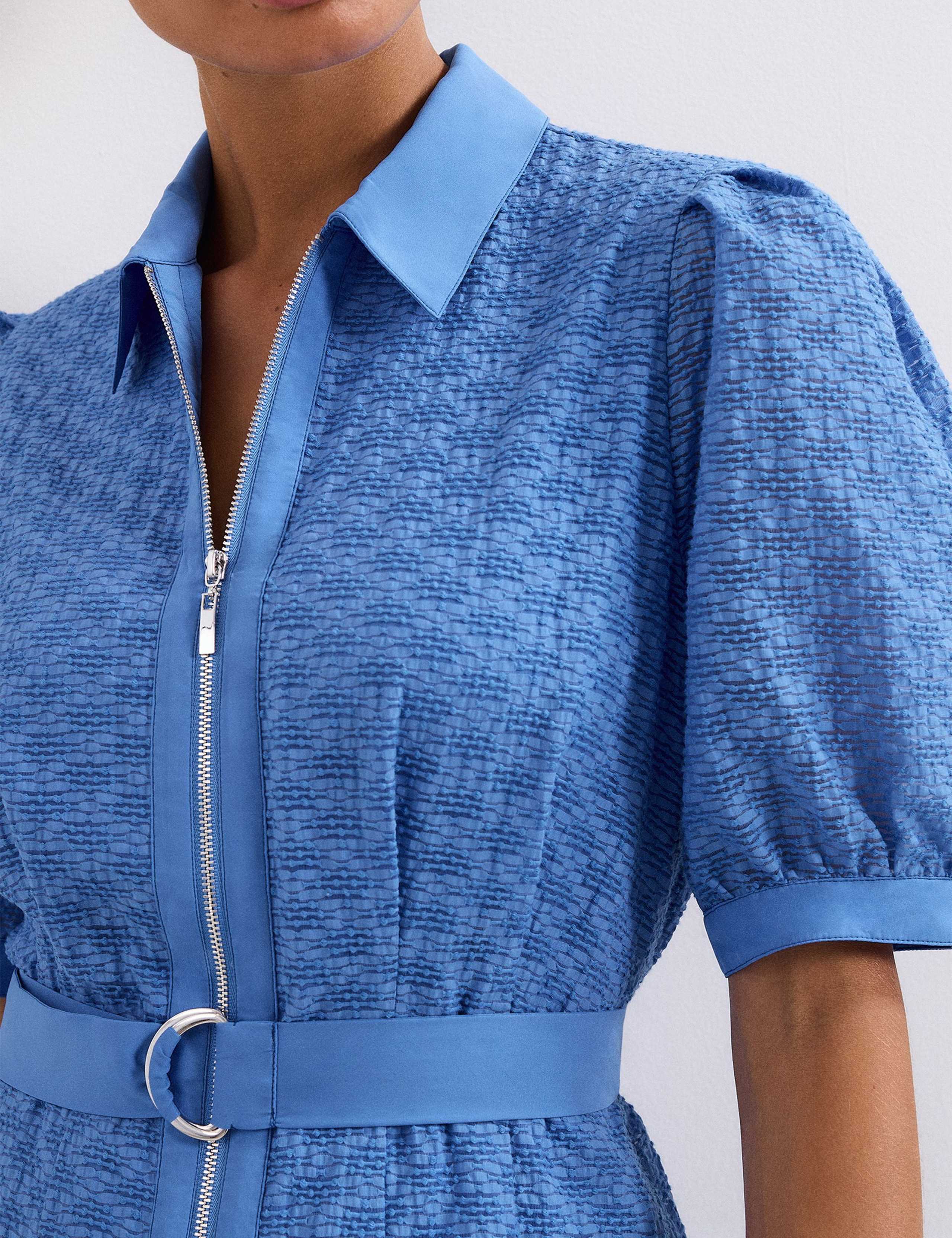 Cotton Rich Textured Midi Shirt Dress 7 of 7