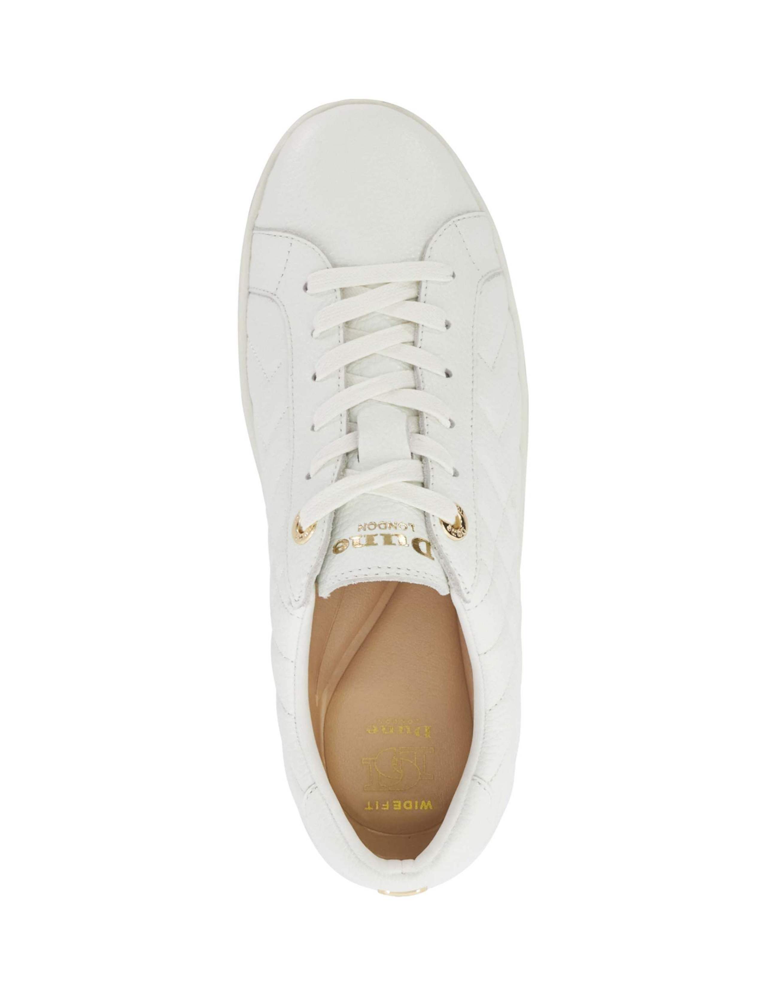 Wide Fit Leather Lace Up Quilted Trainers 2 of 5