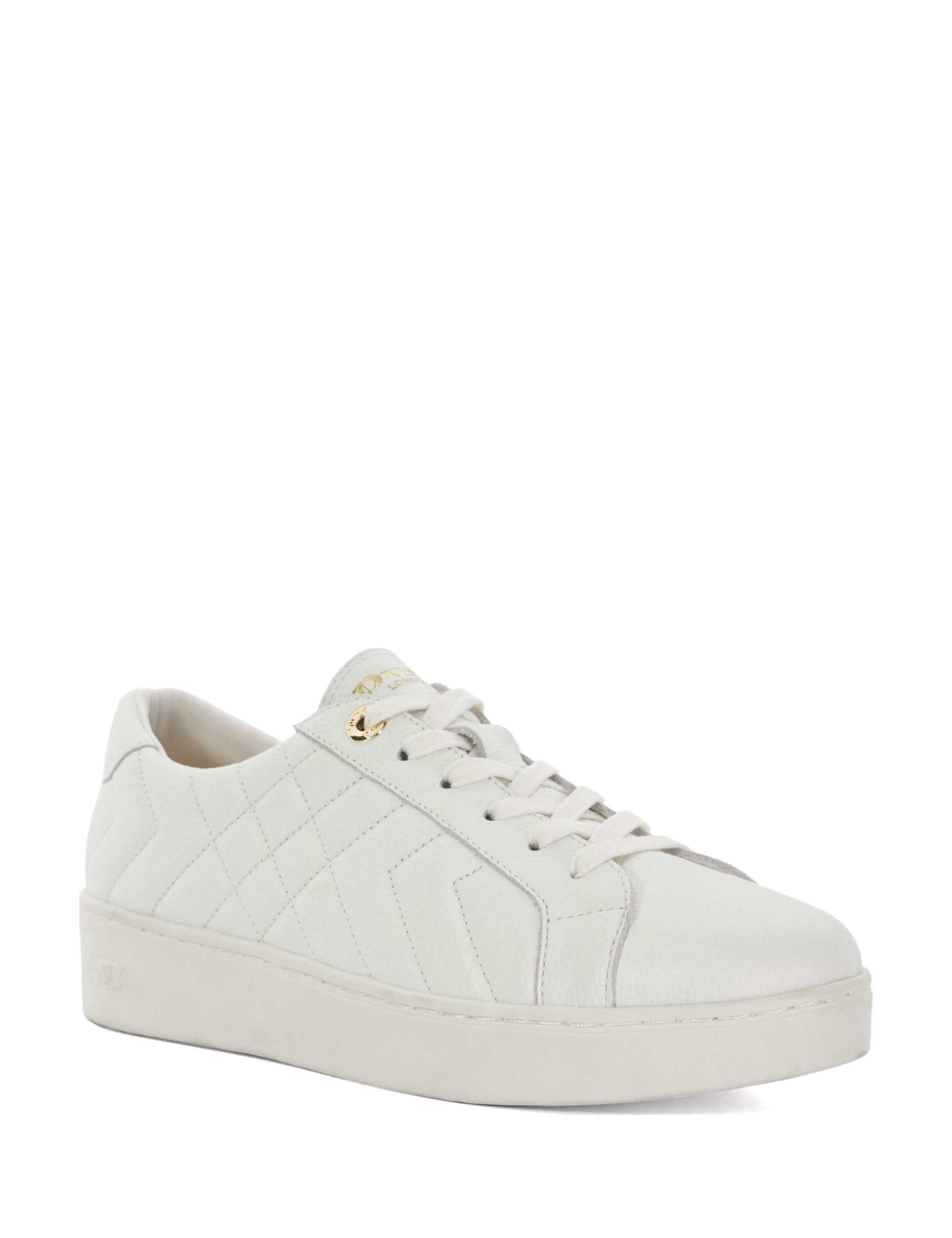 Wide Fit Leather Lace Up Quilted Trainers 4 of 5