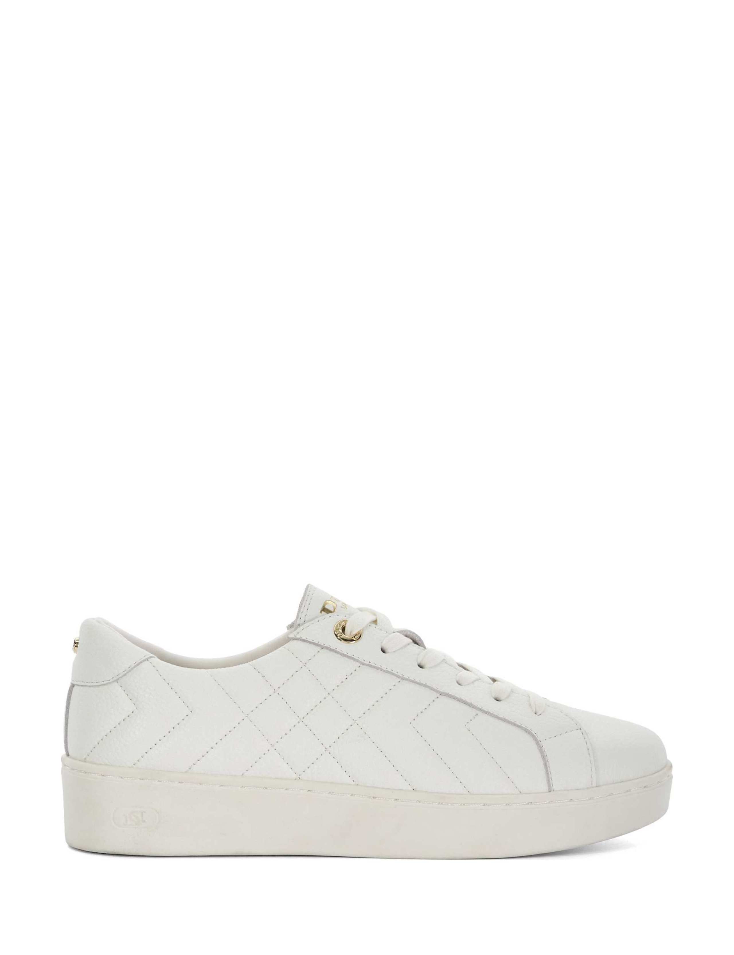 Wide Fit Leather Lace Up Quilted Trainers 1 of 5