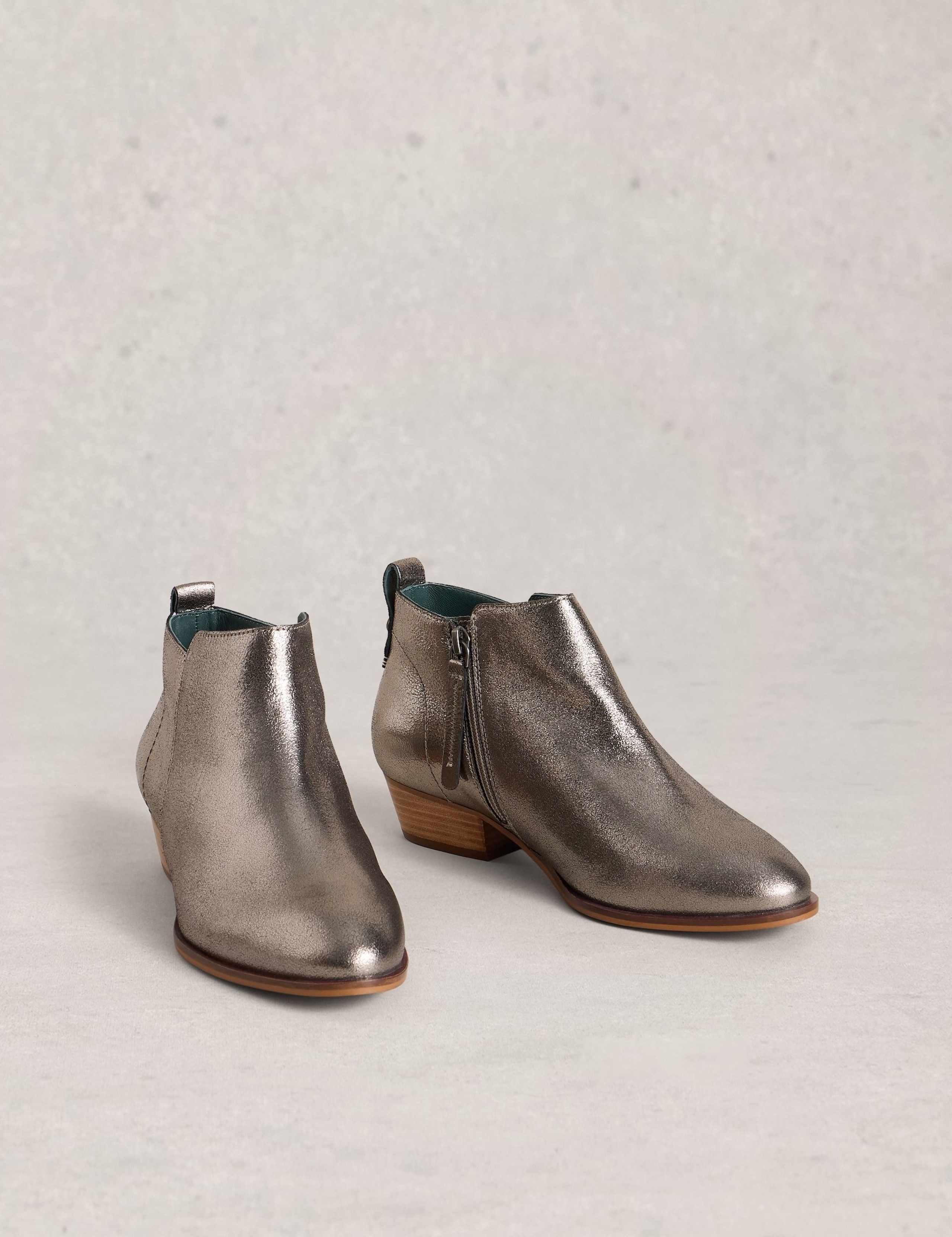 Wide Fit Leather Block Heel Ankle Boots 2 of 4