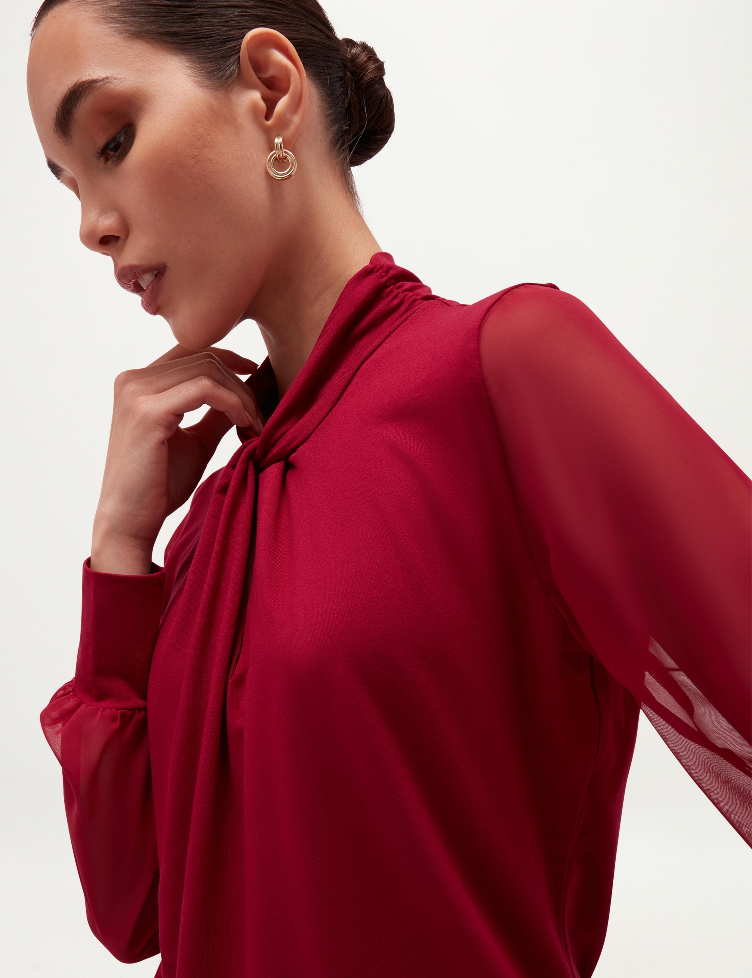 Twist Neck Long Sleeve Jersey Top 4 of 7