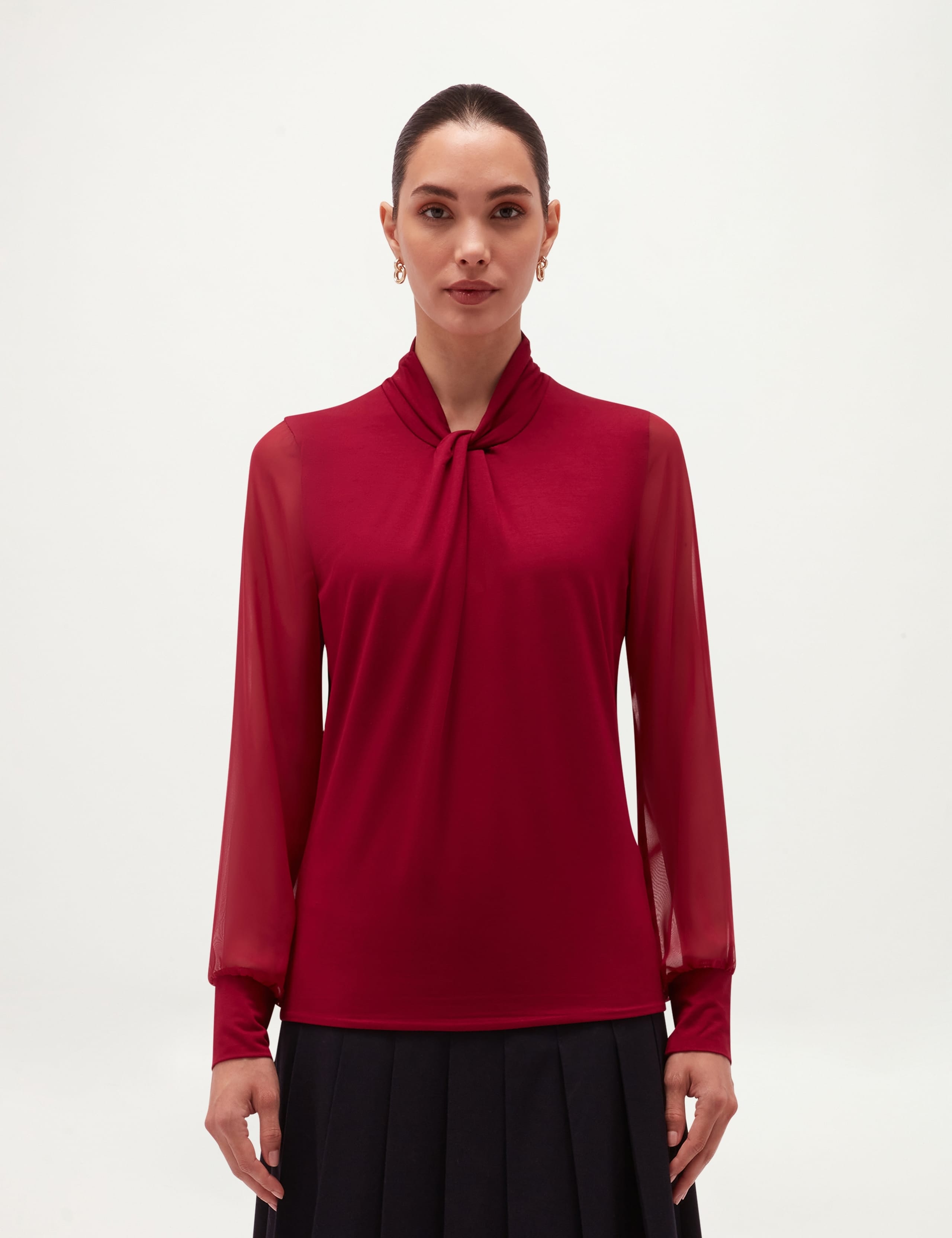 Twist Neck Long Sleeve Jersey Top 5 of 7
