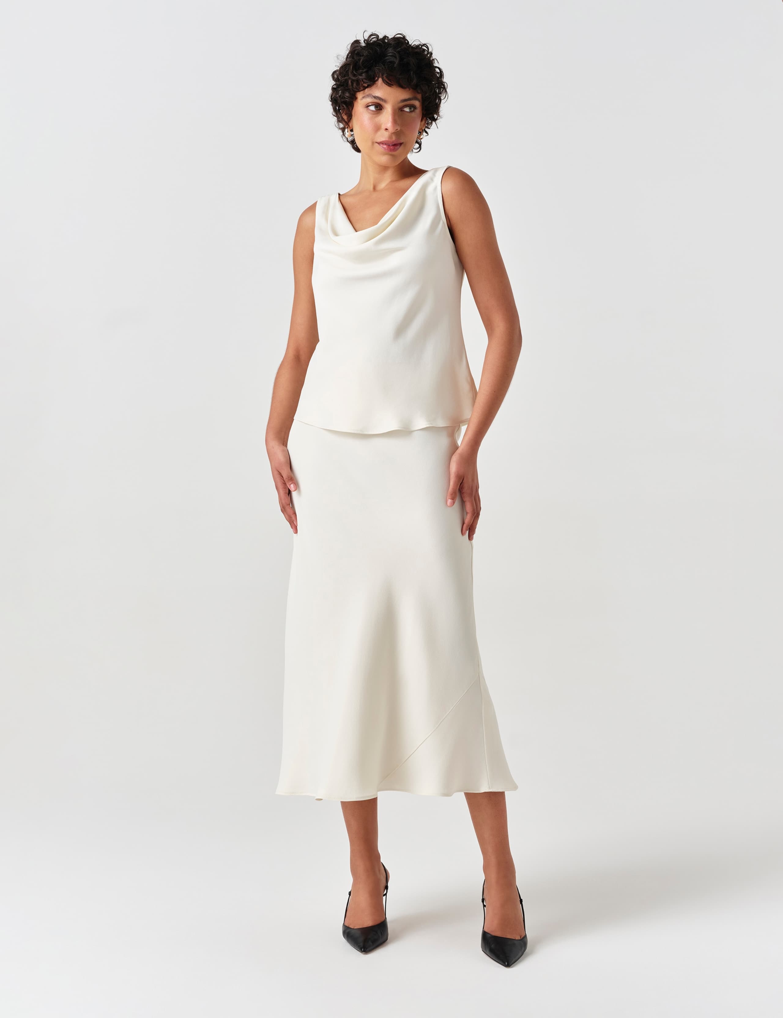 Satin Midi Slip Skirt 2 of 7