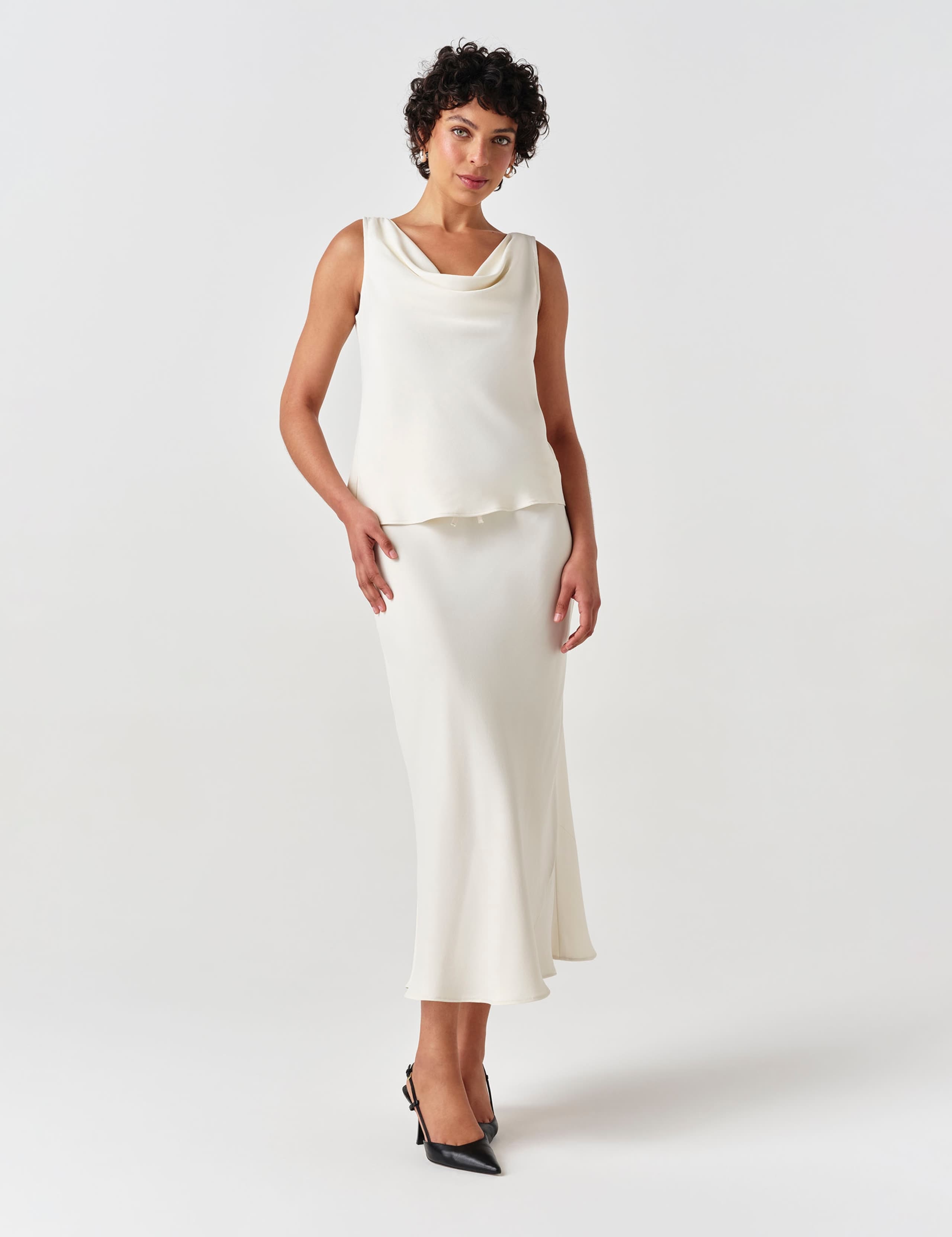 Satin Midi Slip Skirt 4 of 7