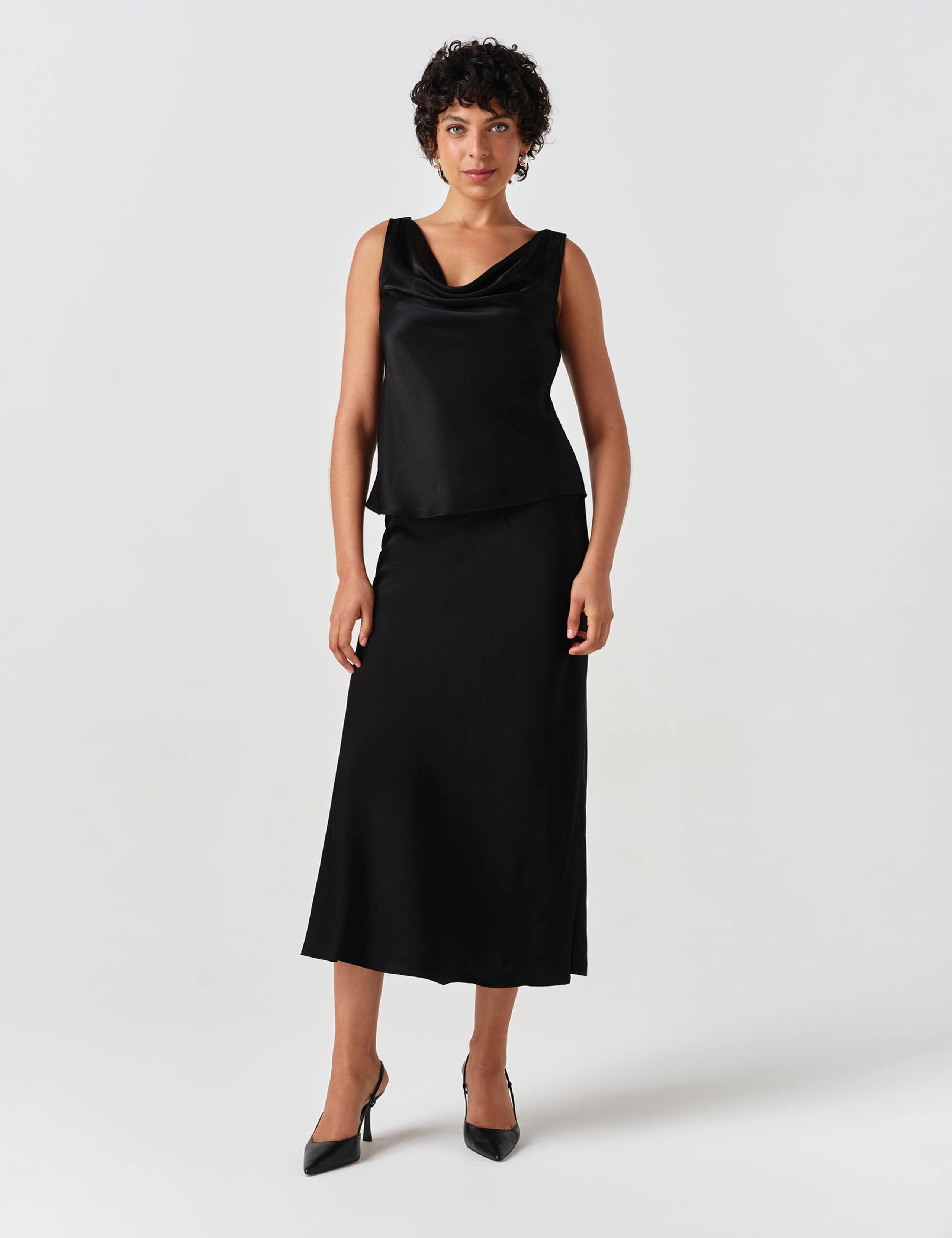 Satin Midi Slip Skirt 4 of 6