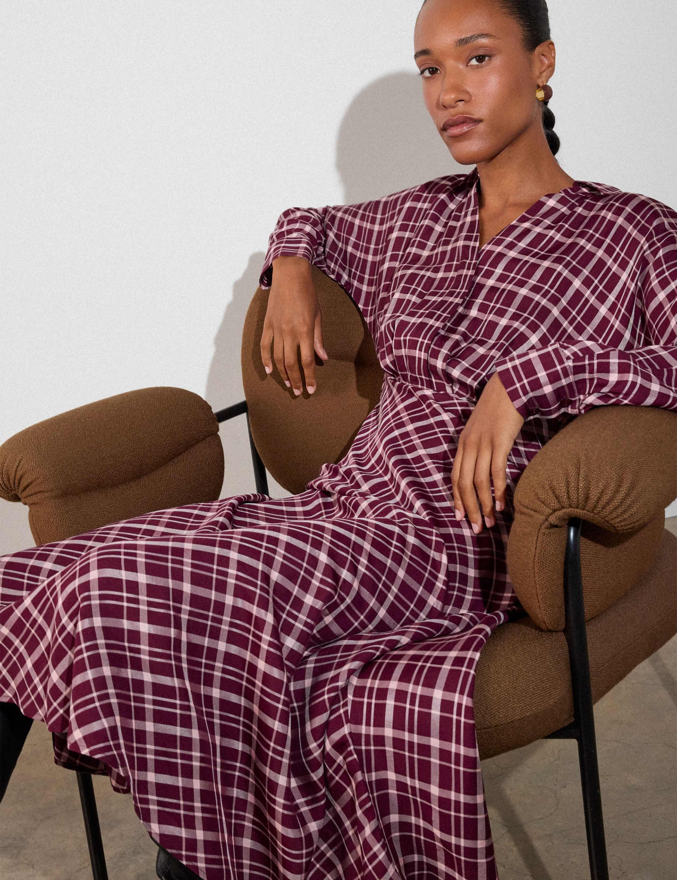 Checked Button Through Midi Shirt Dress 1 of 6
