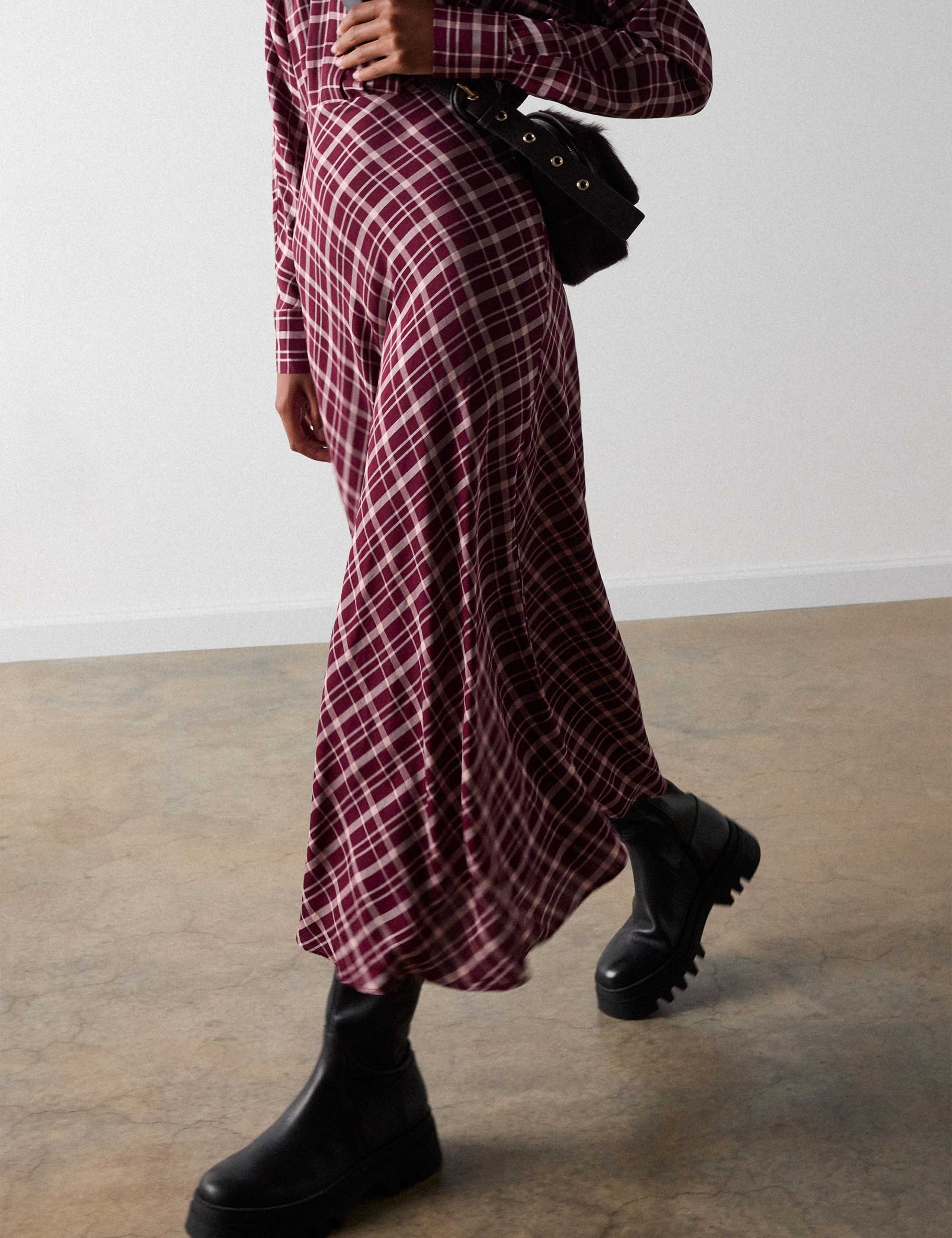 Checked Button Through Midi Shirt Dress 5 of 6
