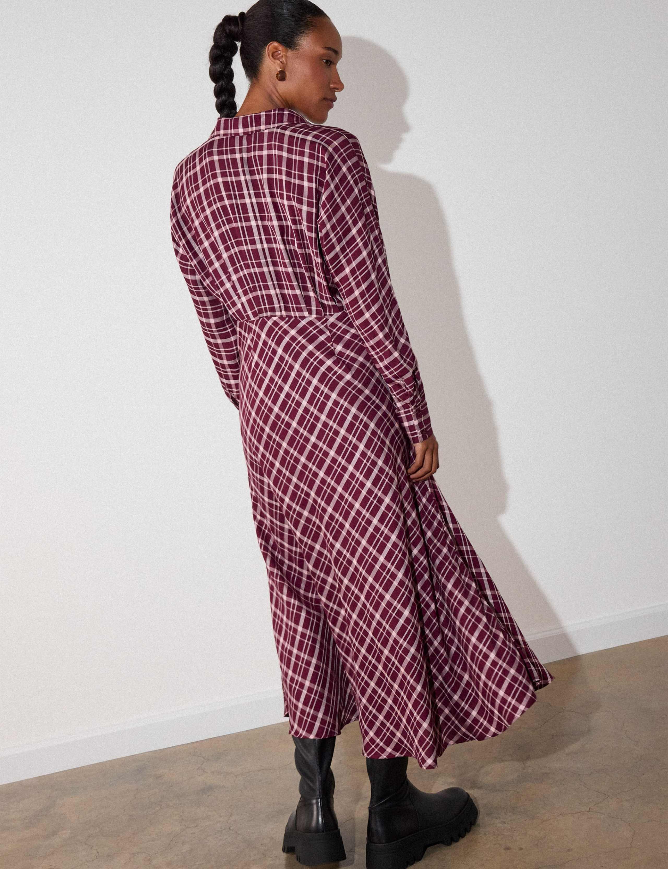 Checked Button Through Midi Shirt Dress 6 of 6