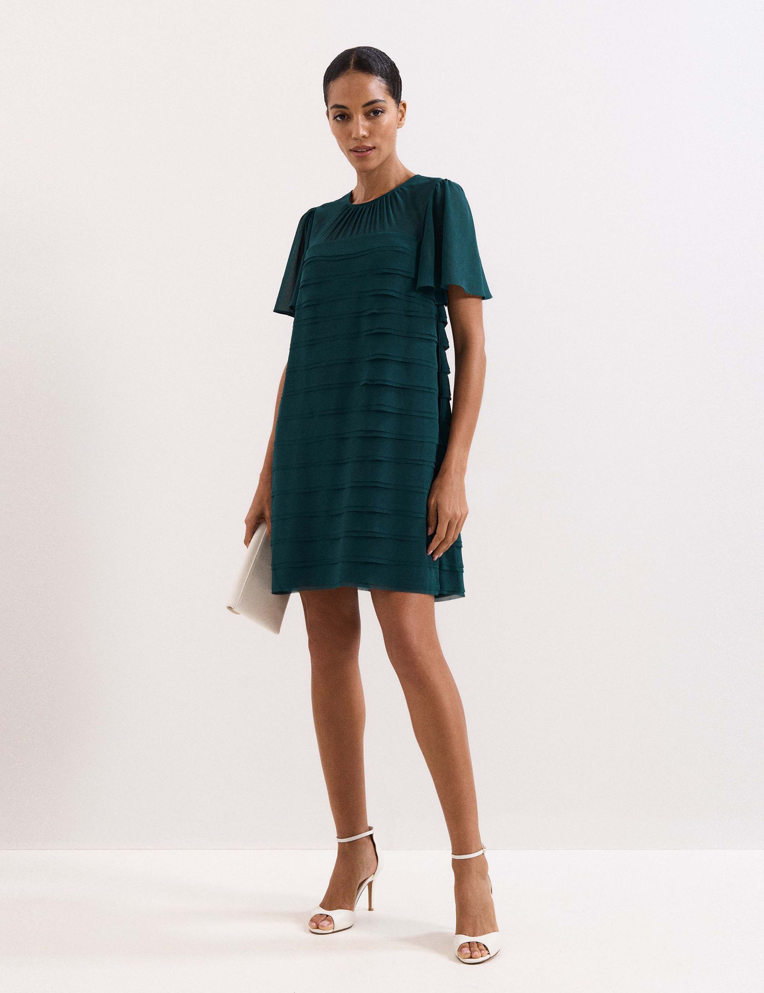 Textured Round Neck Mini Shift Dress 3 of 6