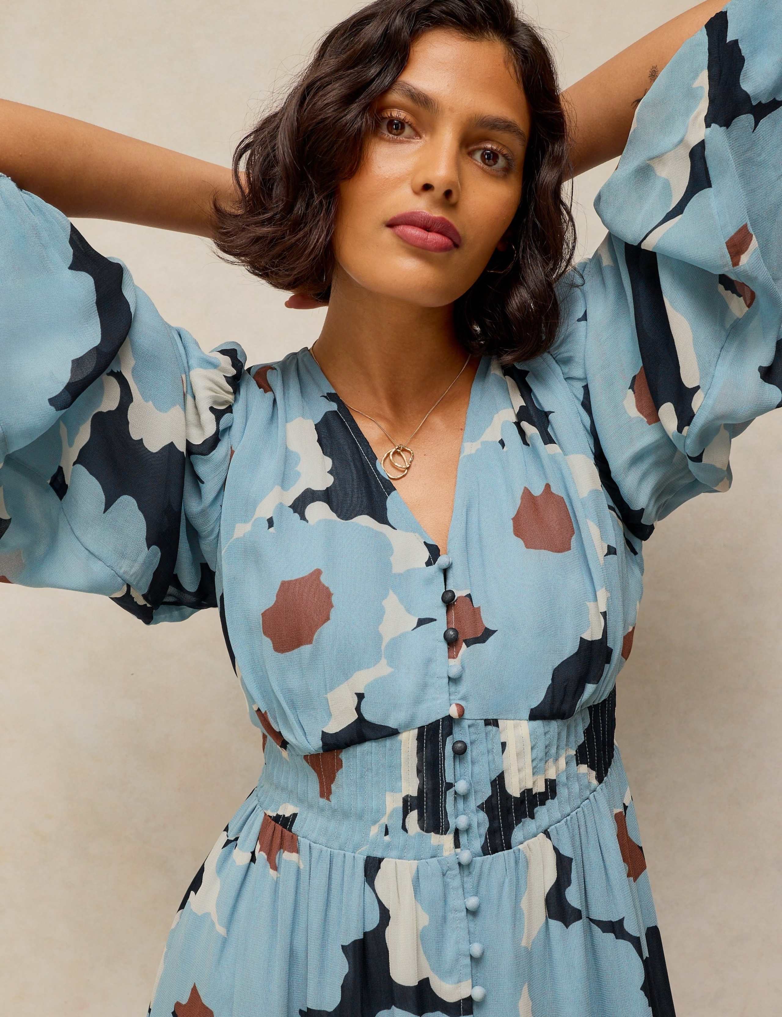Floral Midi Waisted Dress 4 of 6