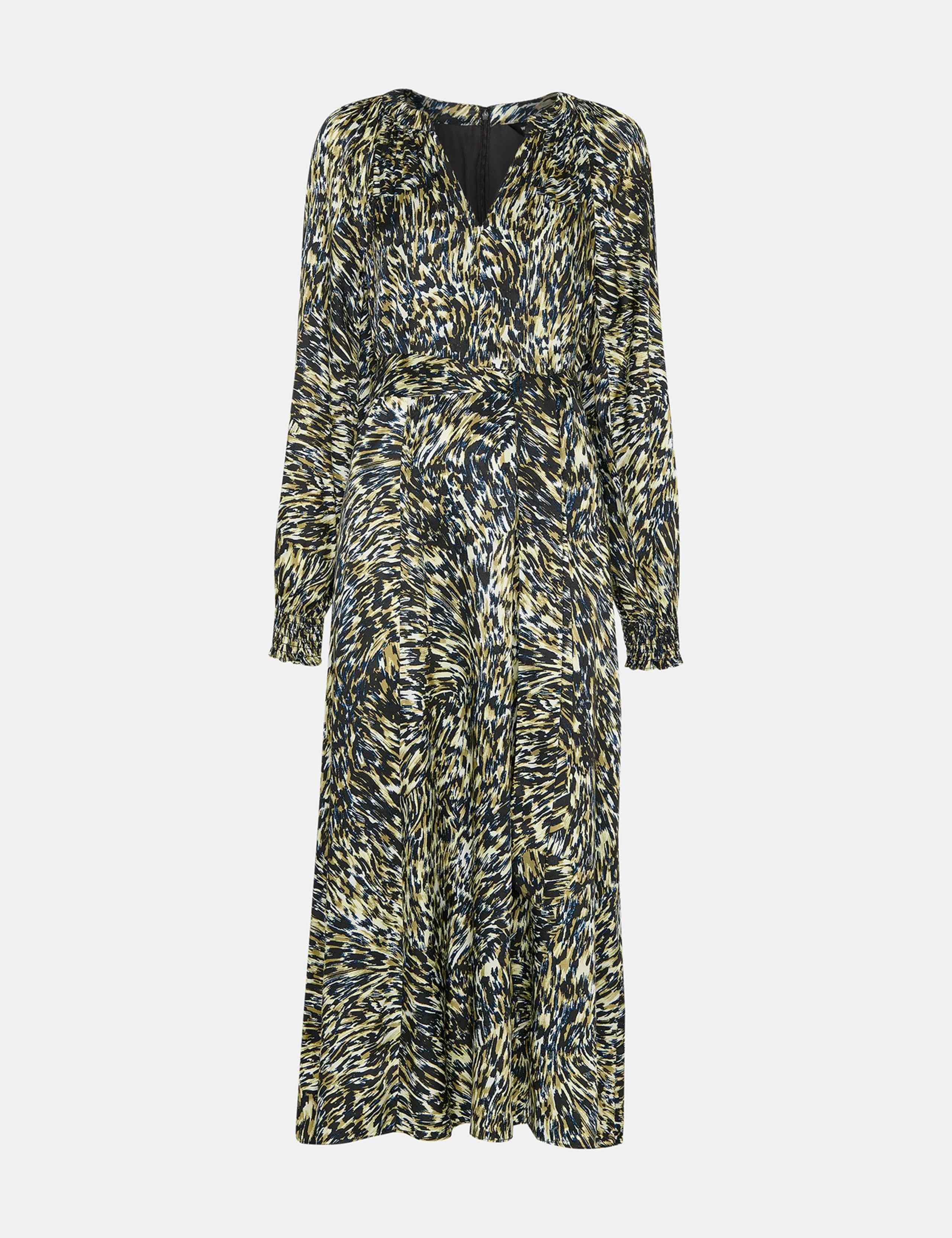 Leopard Print Notch Neck Midi Skater Dress 2 of 4
