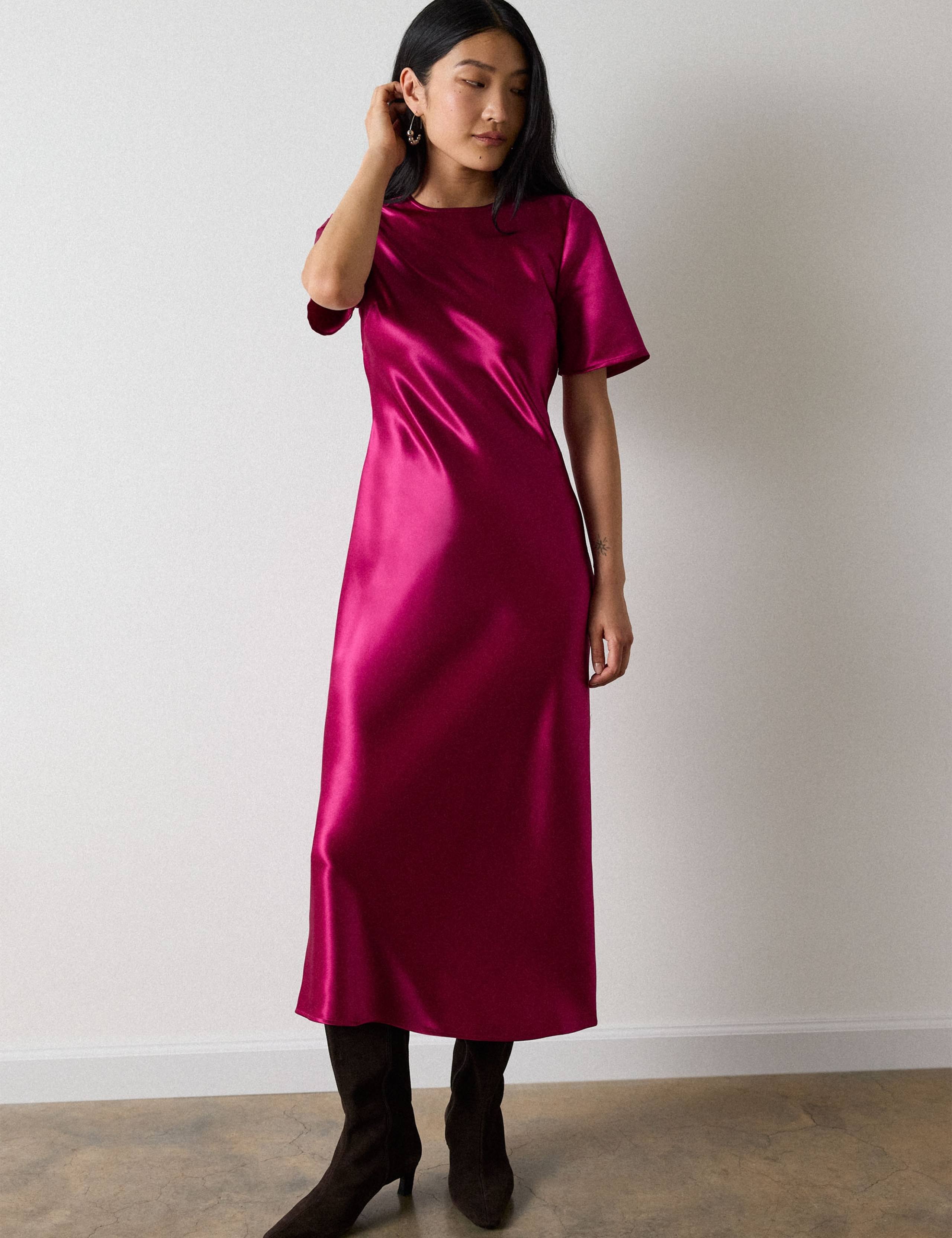 Satin Twist Front Midi Bodycon Dress 3 of 7