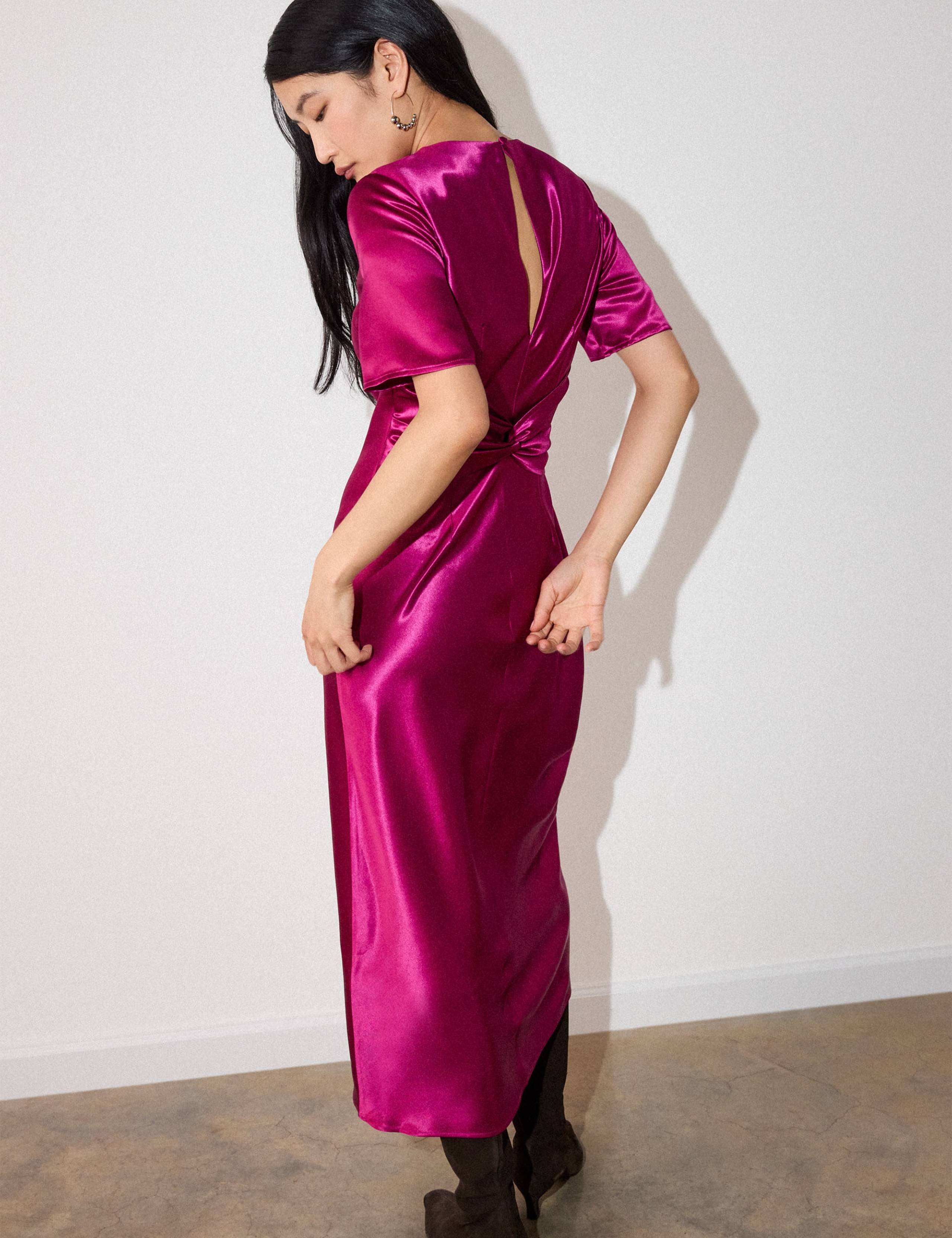 Satin Twist Front Midi Bodycon Dress 5 of 7