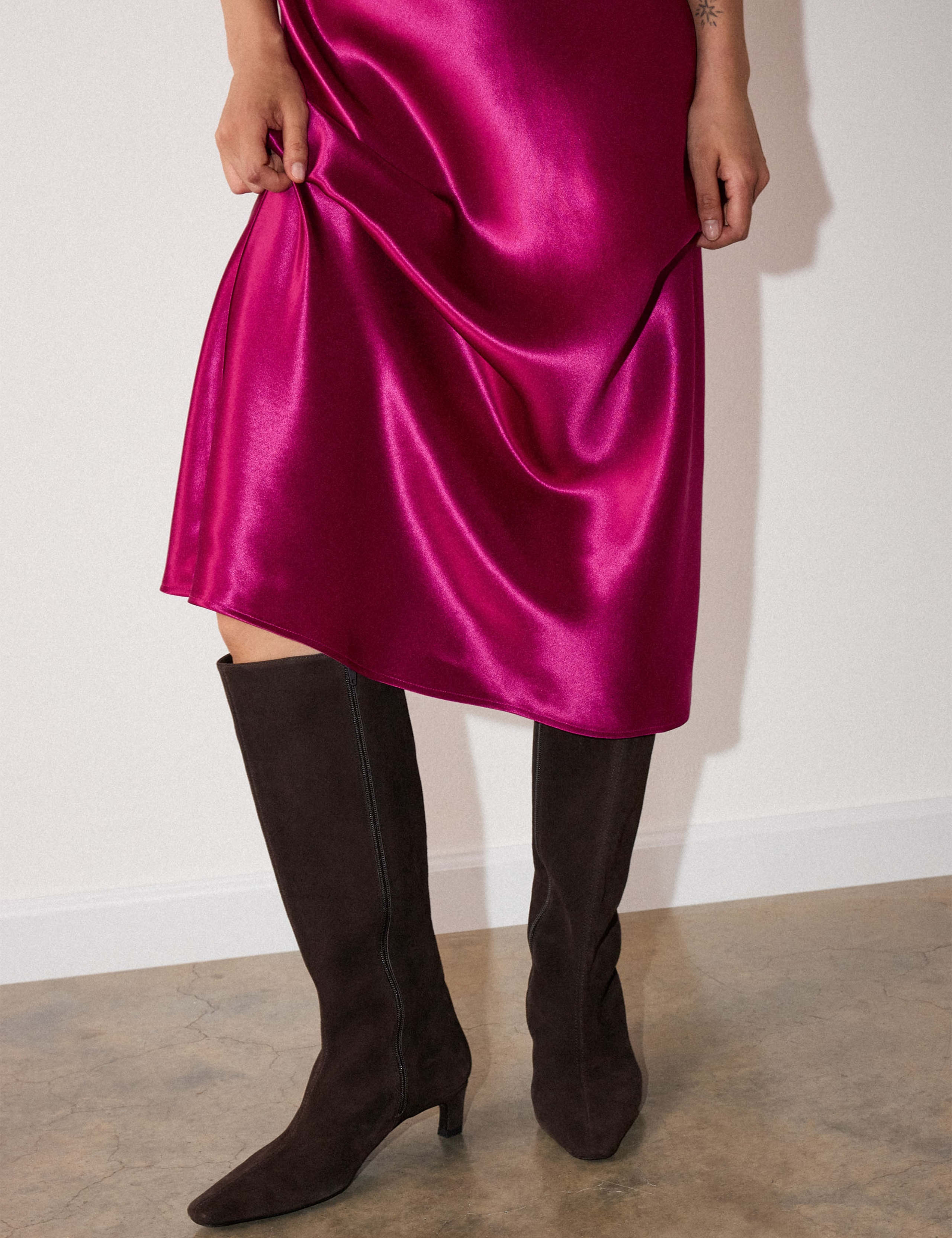 Satin Twist Front Midi Bodycon Dress 7 of 7