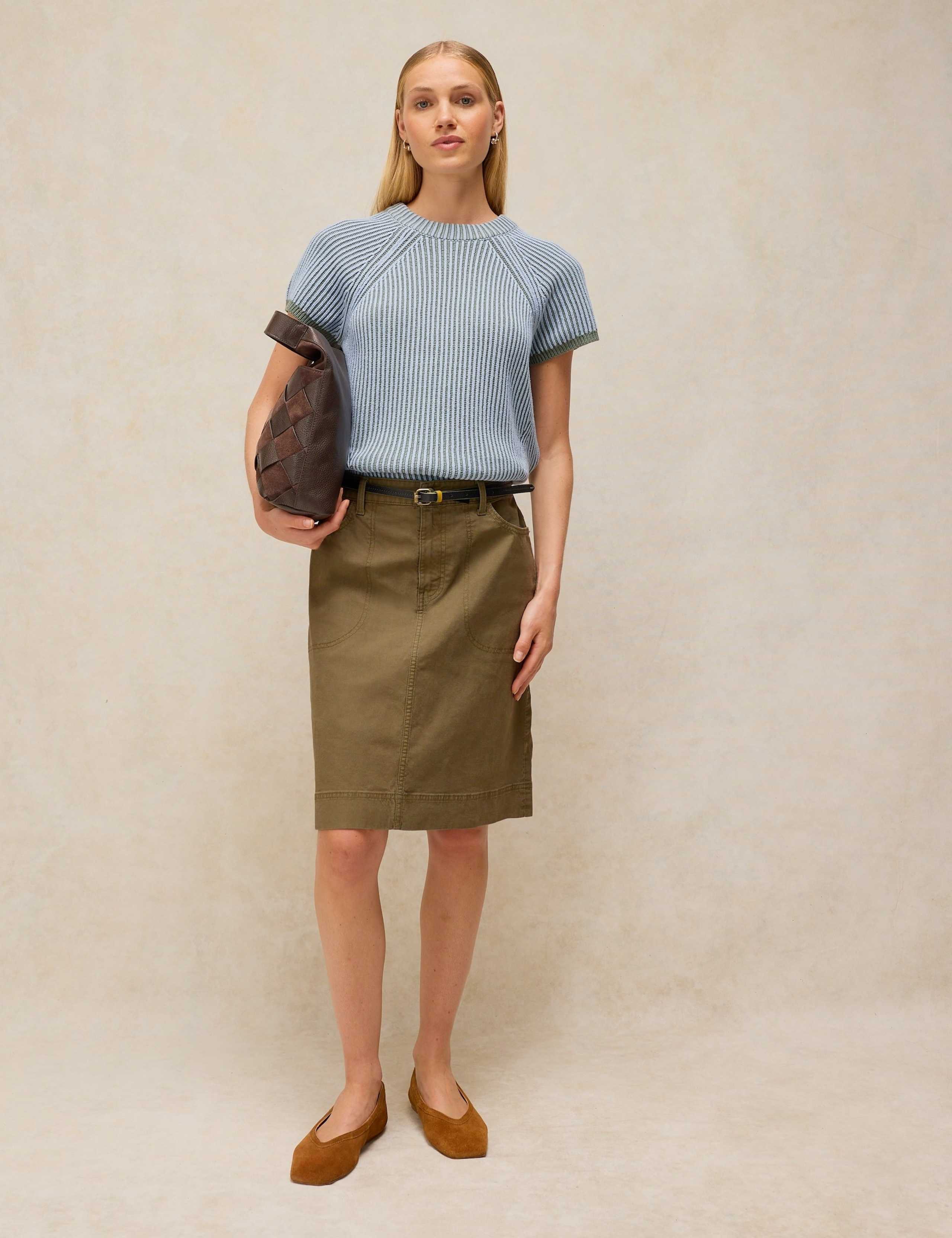Cotton Rich A-Line Skirt with Linen 4 of 6