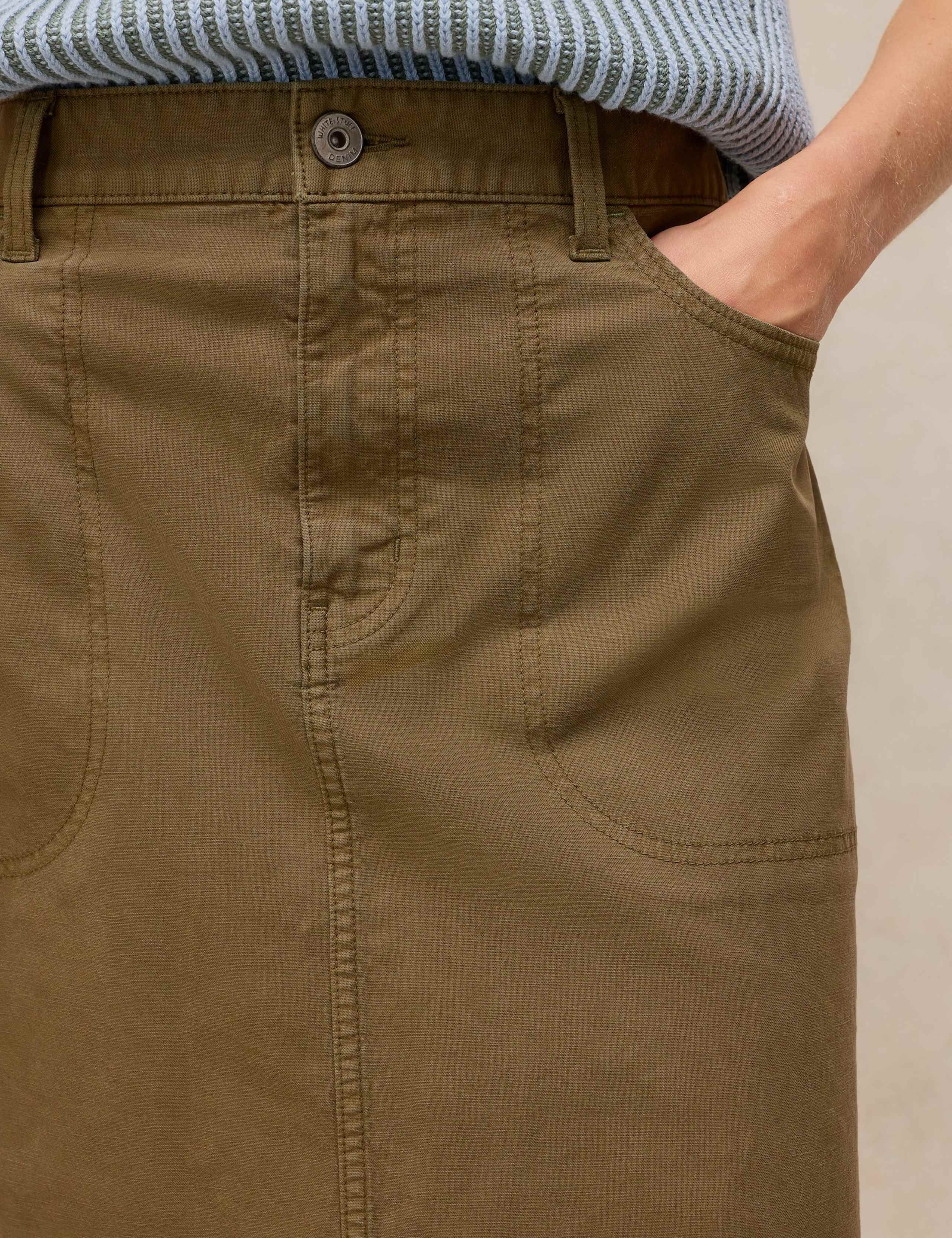 Cotton Rich A-Line Skirt with Linen 5 of 6