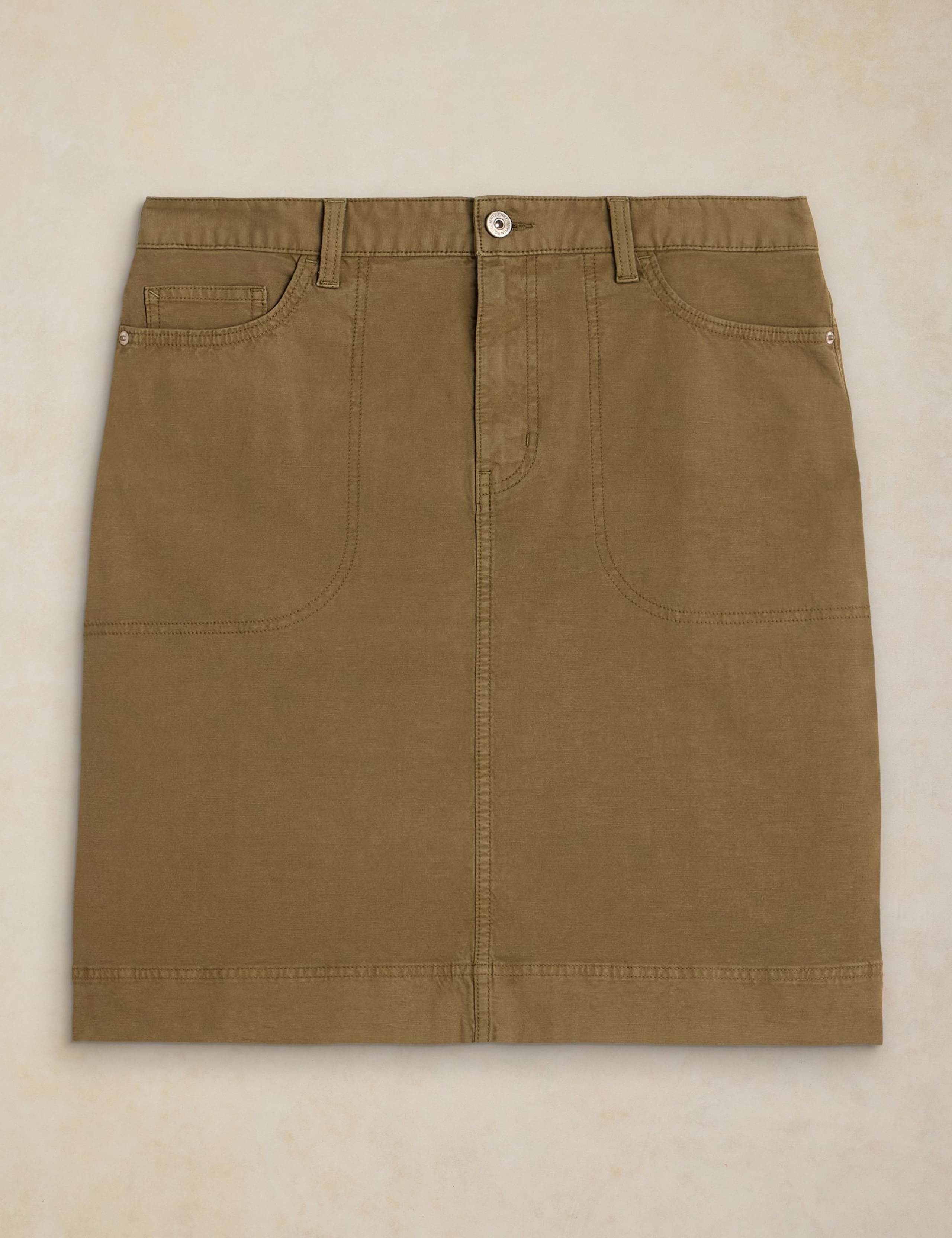 Cotton Rich A-Line Skirt with Linen 2 of 6