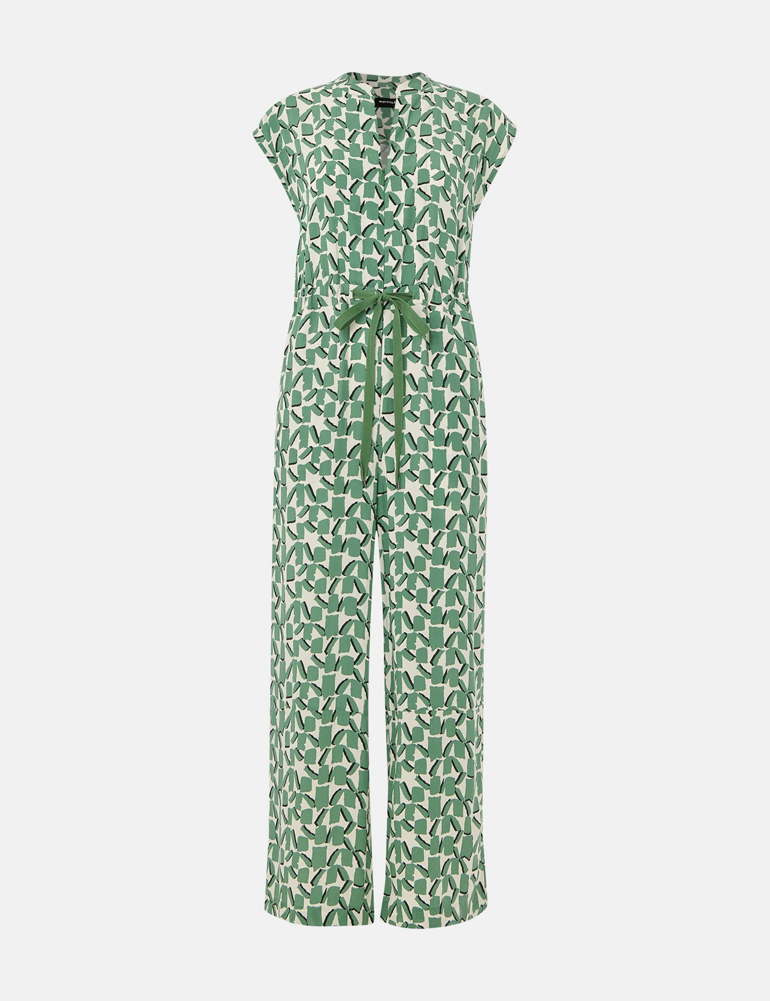 Printed Drawstring Sleeveless Jumpsuit 2 of 4