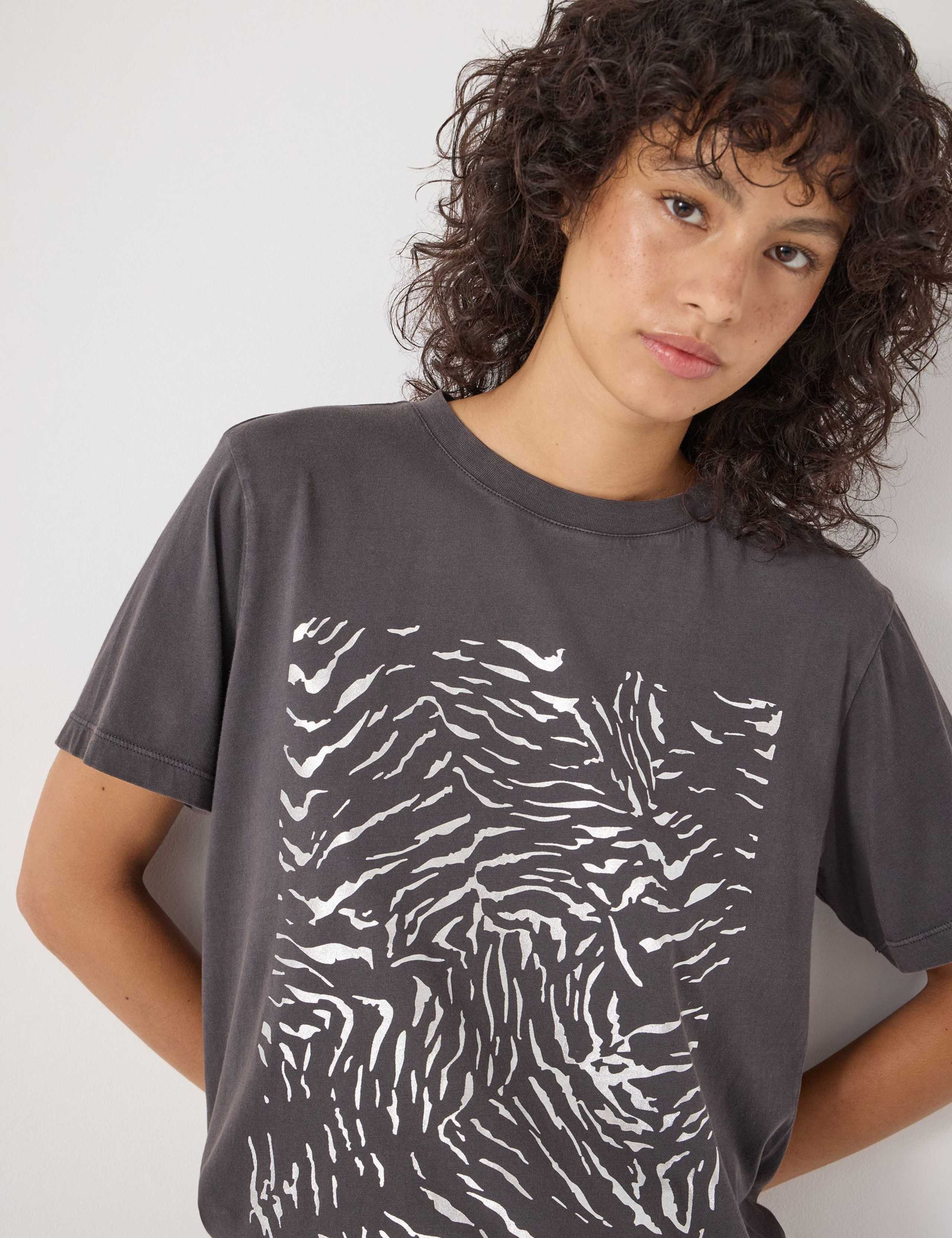 Pure Cotton Foil Animal Print T-Shirt 5 of 5