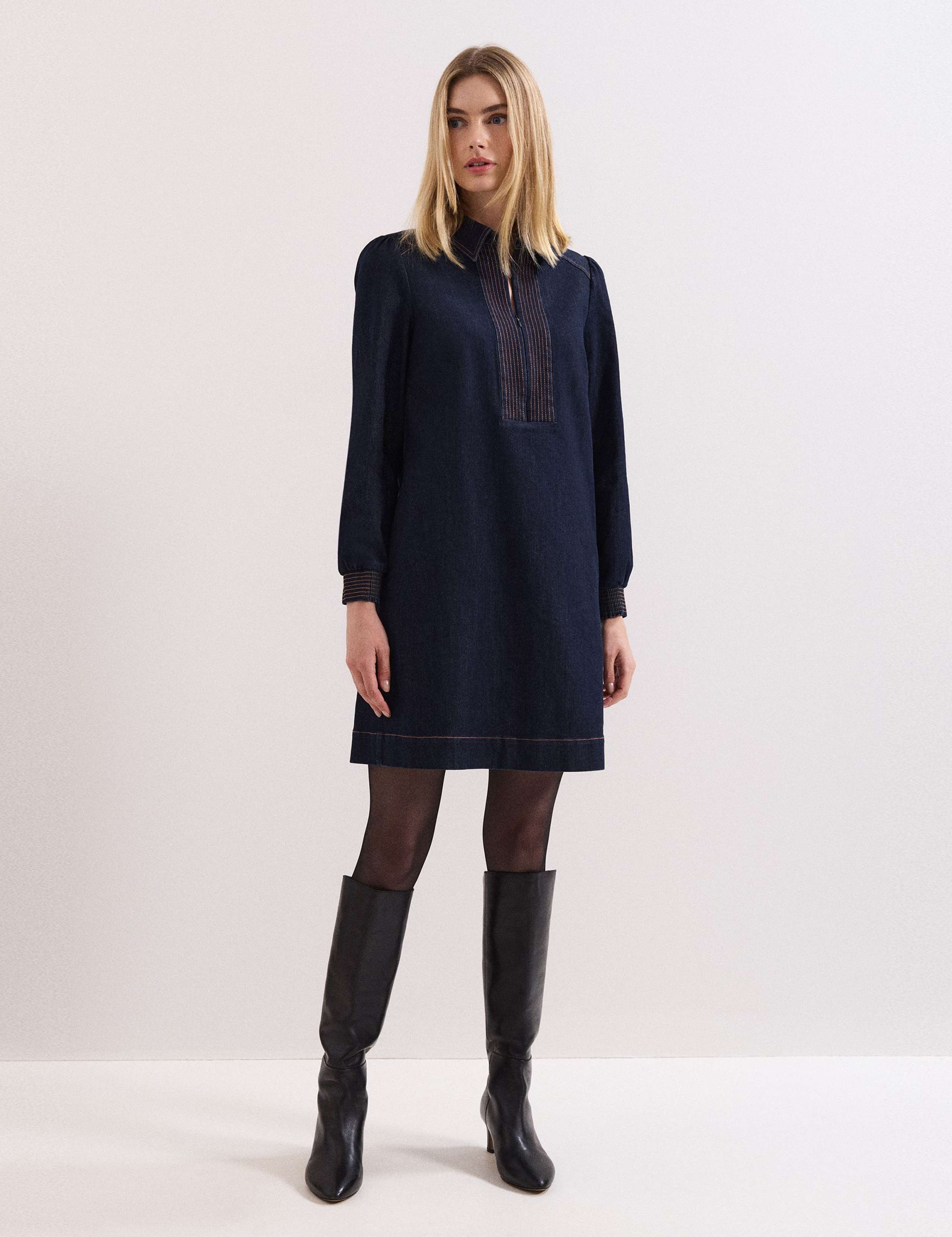 Denim Mini Shirt Dress 3 of 6