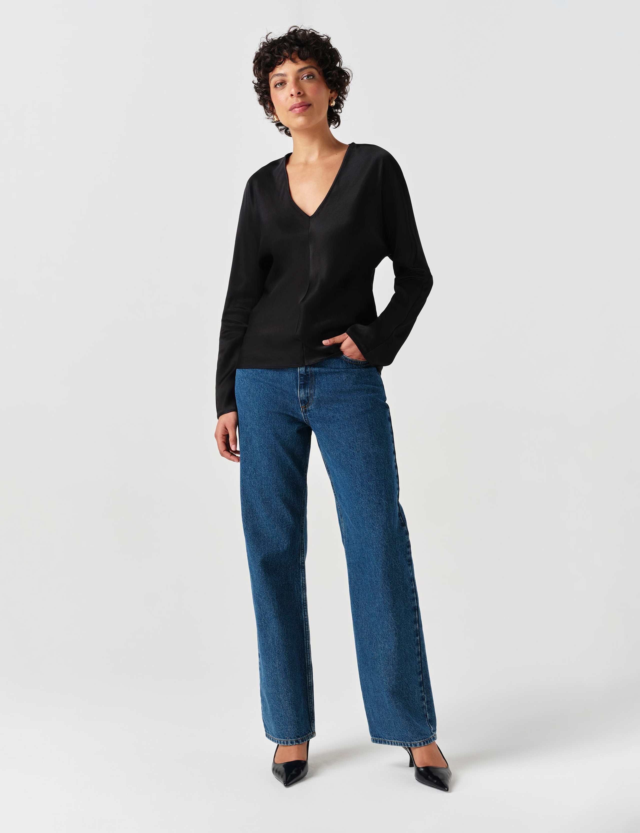 Satin V-Neck Top 2 of 7