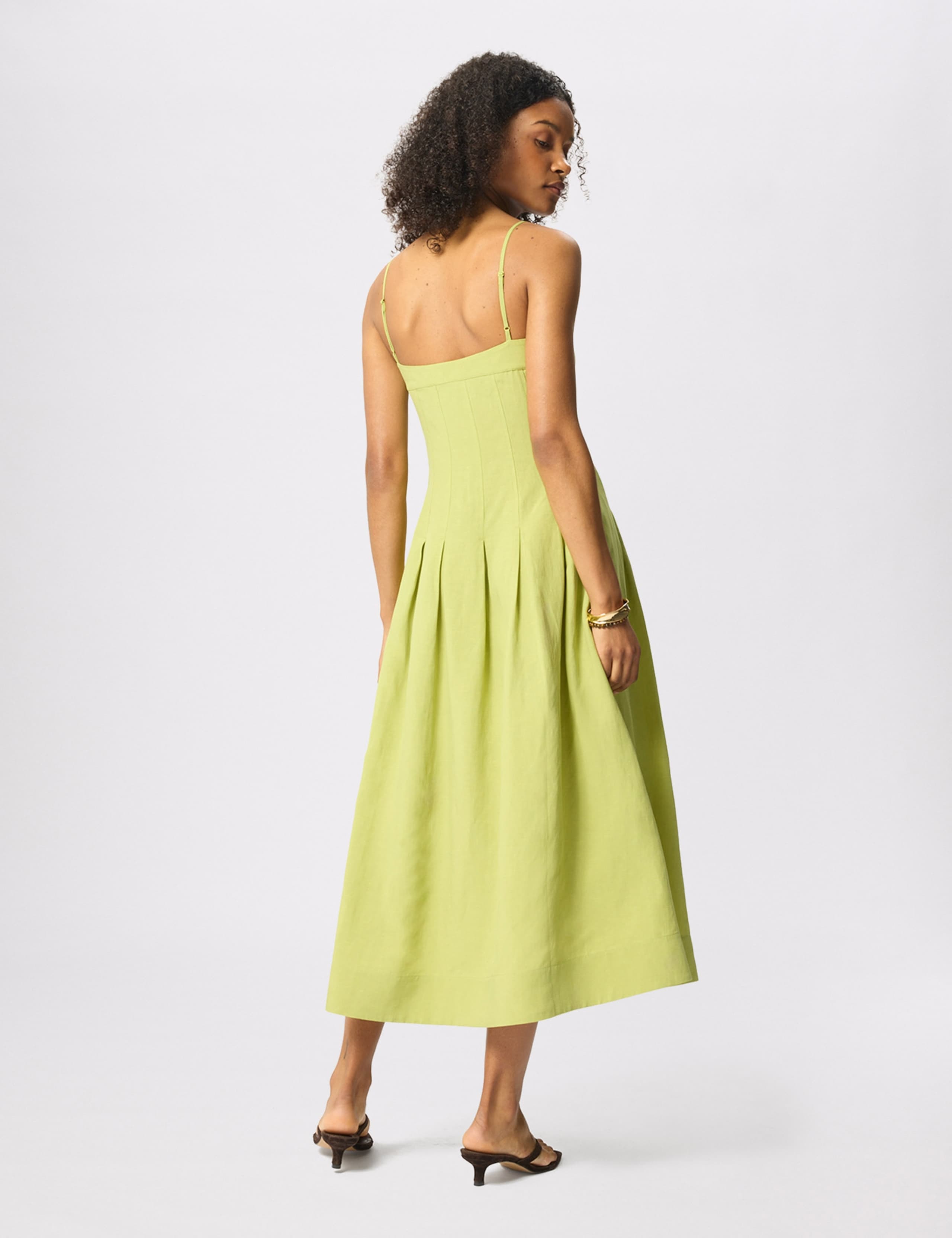 Linen Blend Waisted Midi Dress 4 of 6