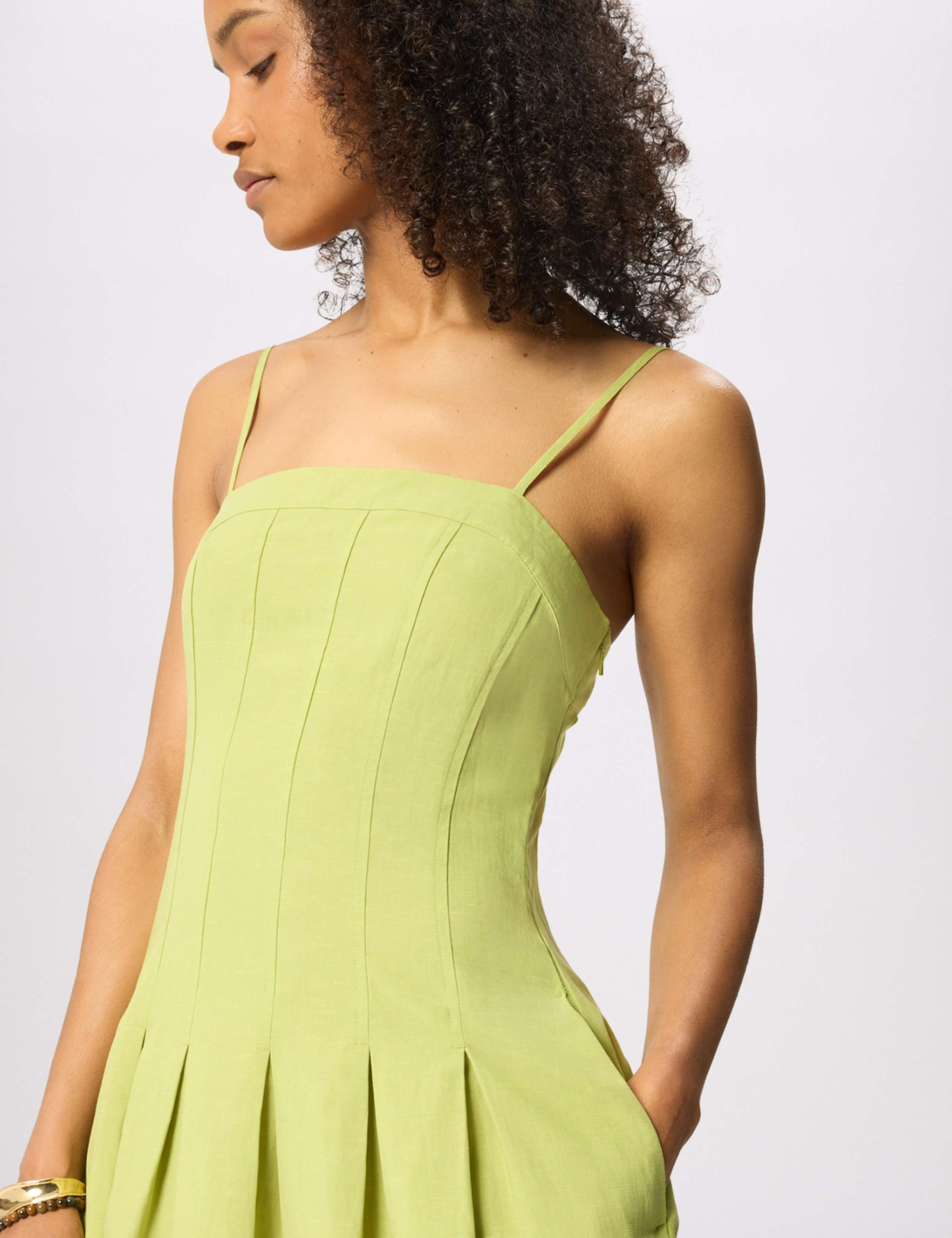 Linen Blend Waisted Midi Dress 5 of 6
