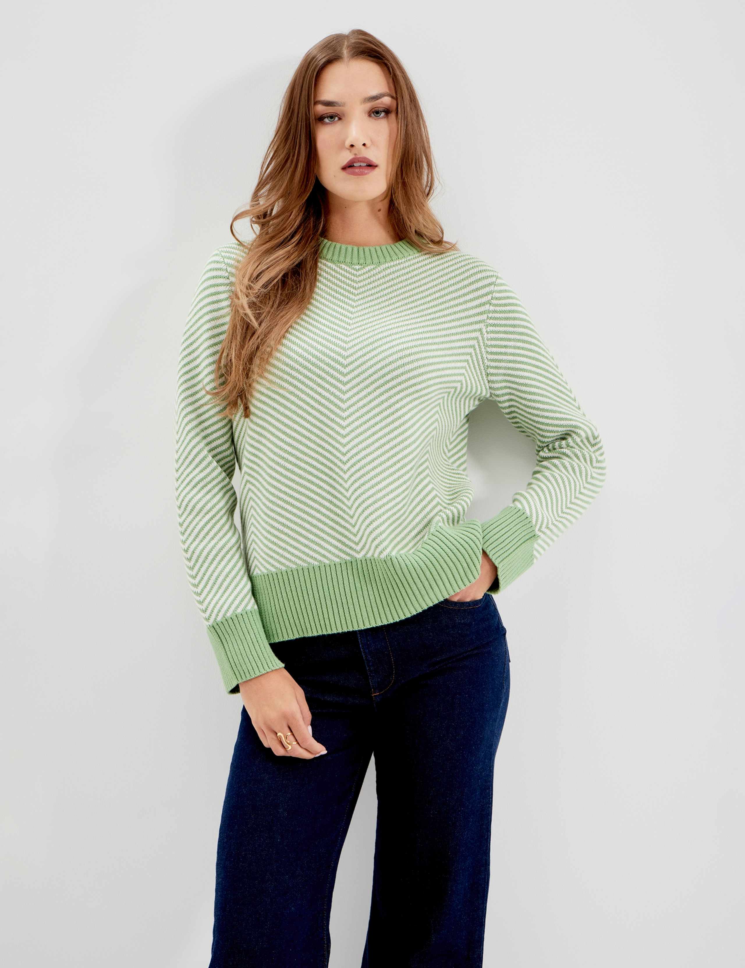 Cotton Rich Striped Crew Neck Jumper 1 of 10