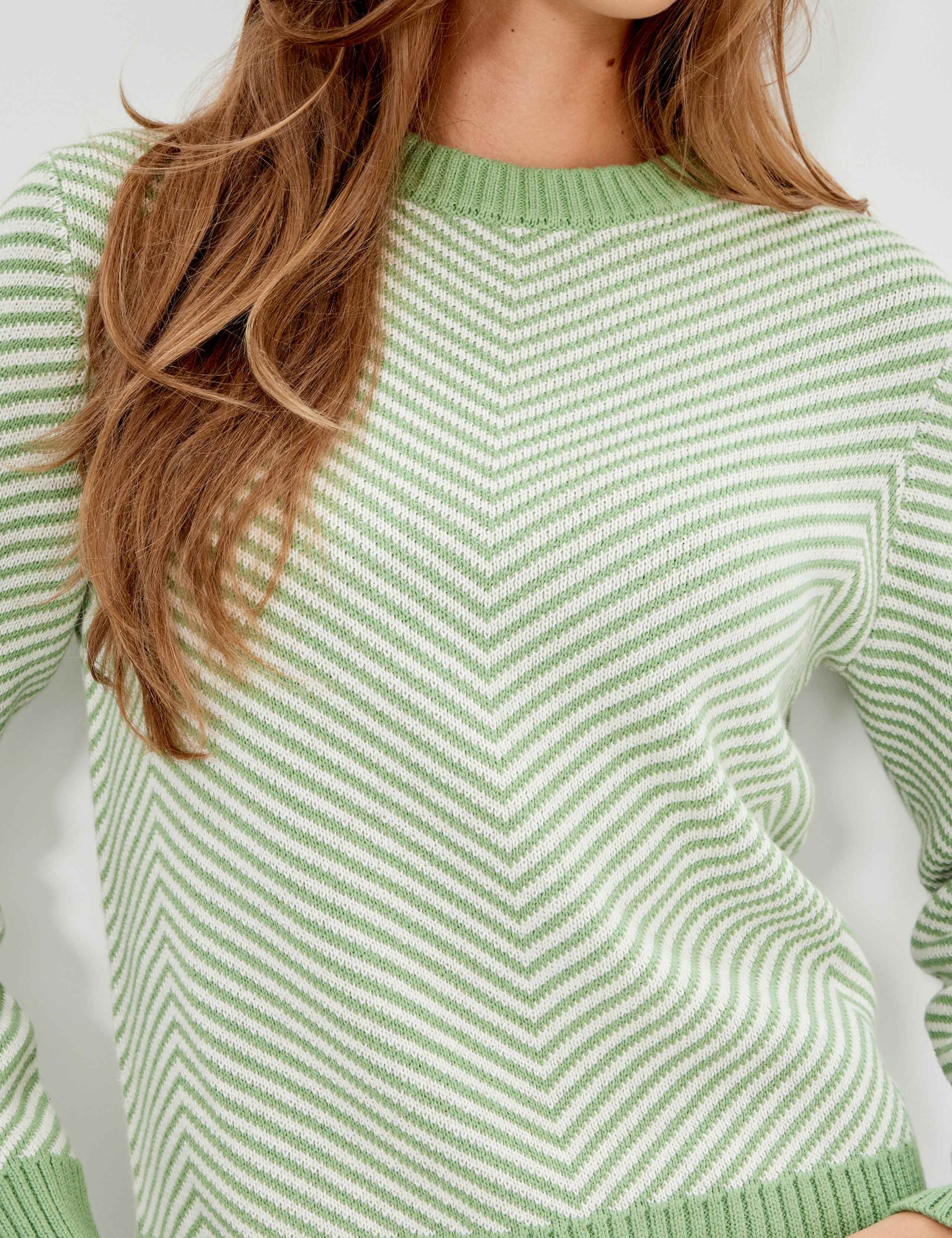 Cotton Rich Striped Crew Neck Jumper 4 of 10