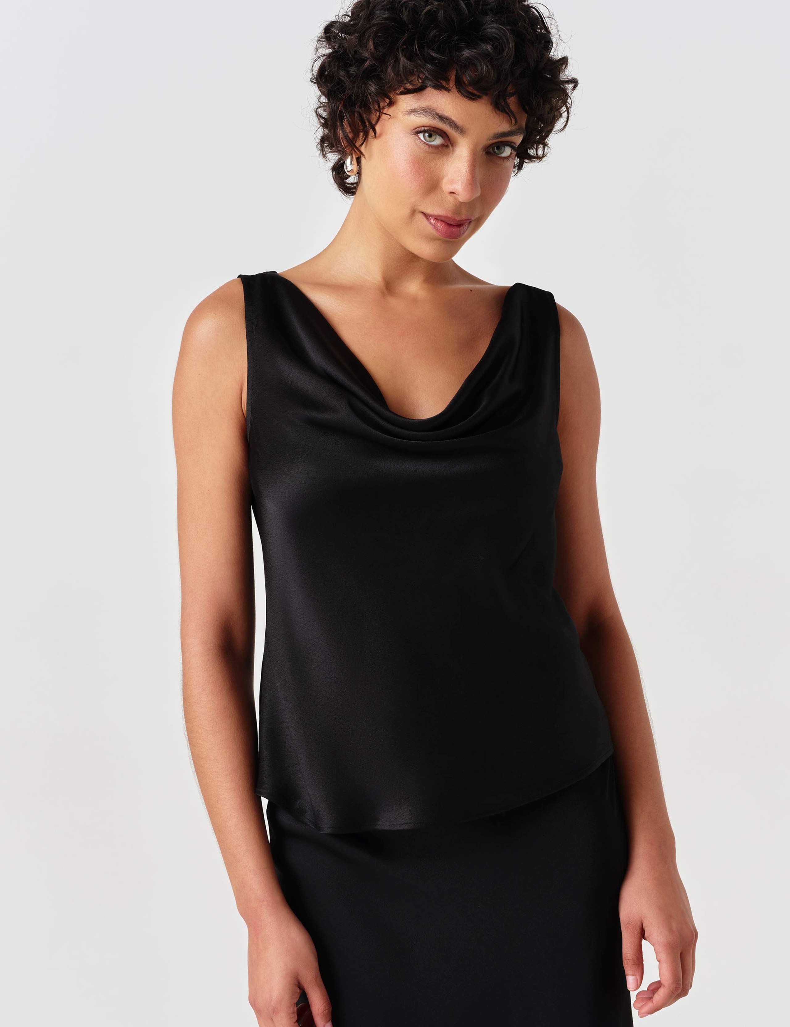 Satin Cowl Neck Vest Top 1 of 6