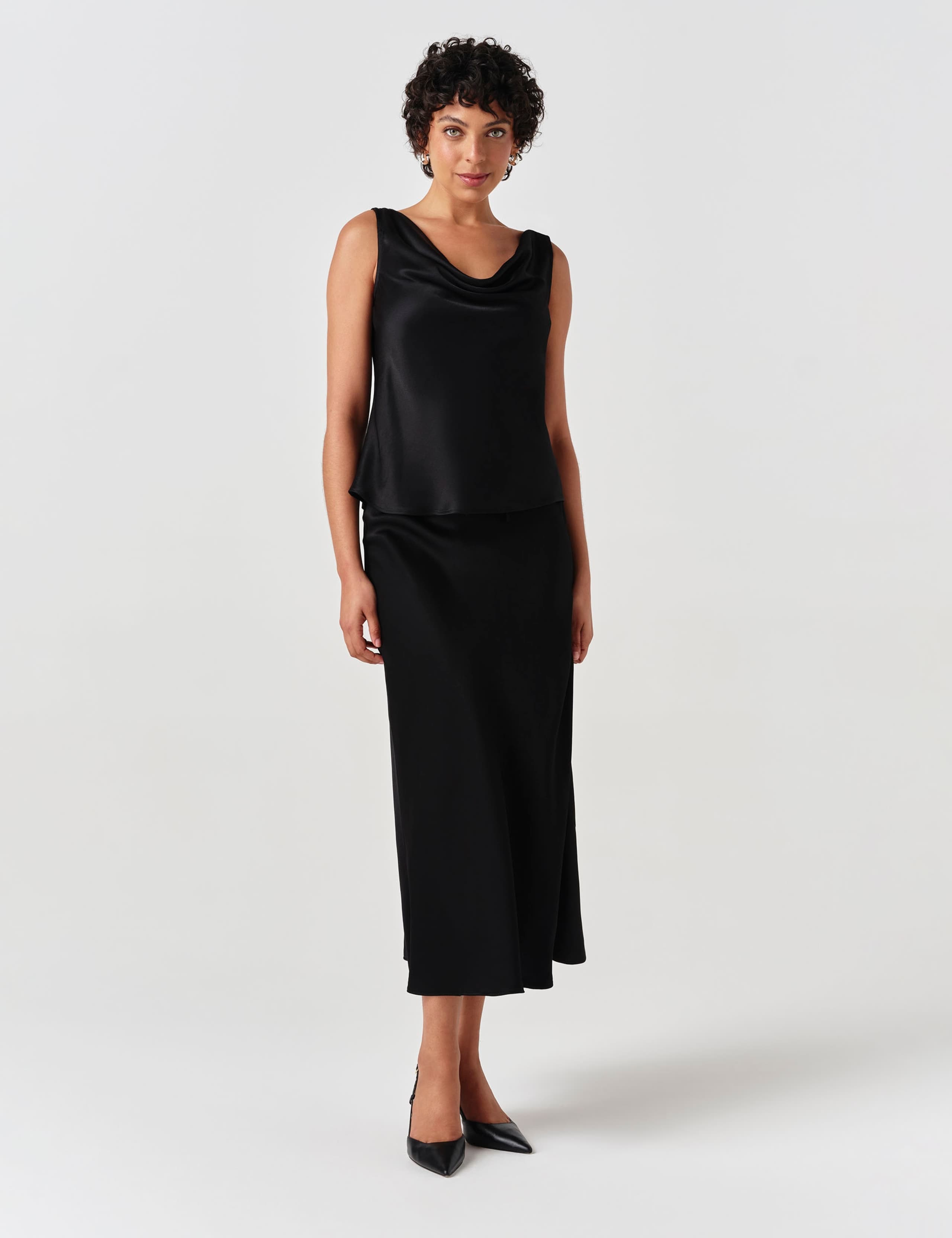 Satin Cowl Neck Vest Top 2 of 6