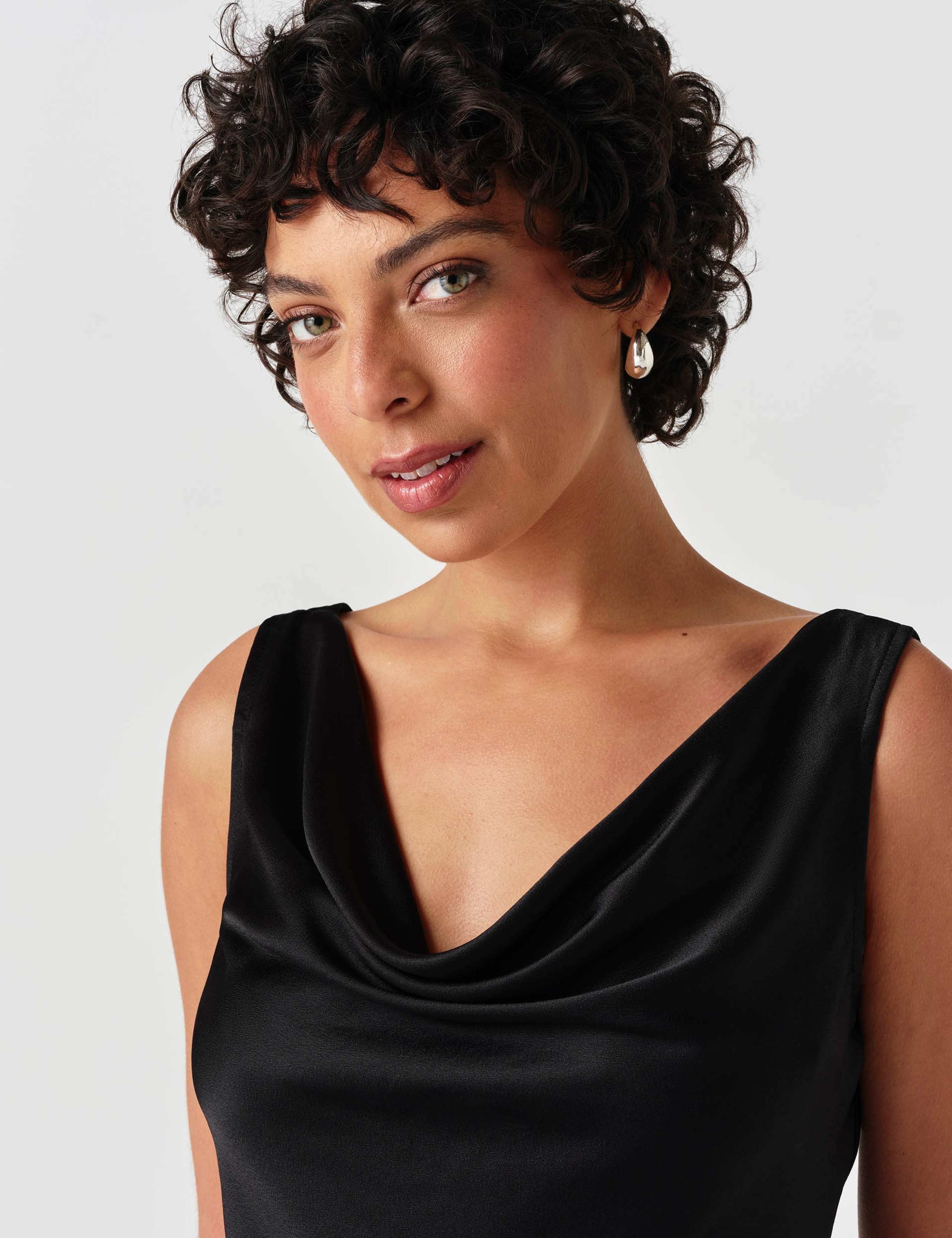 Satin Cowl Neck Vest Top 3 of 6